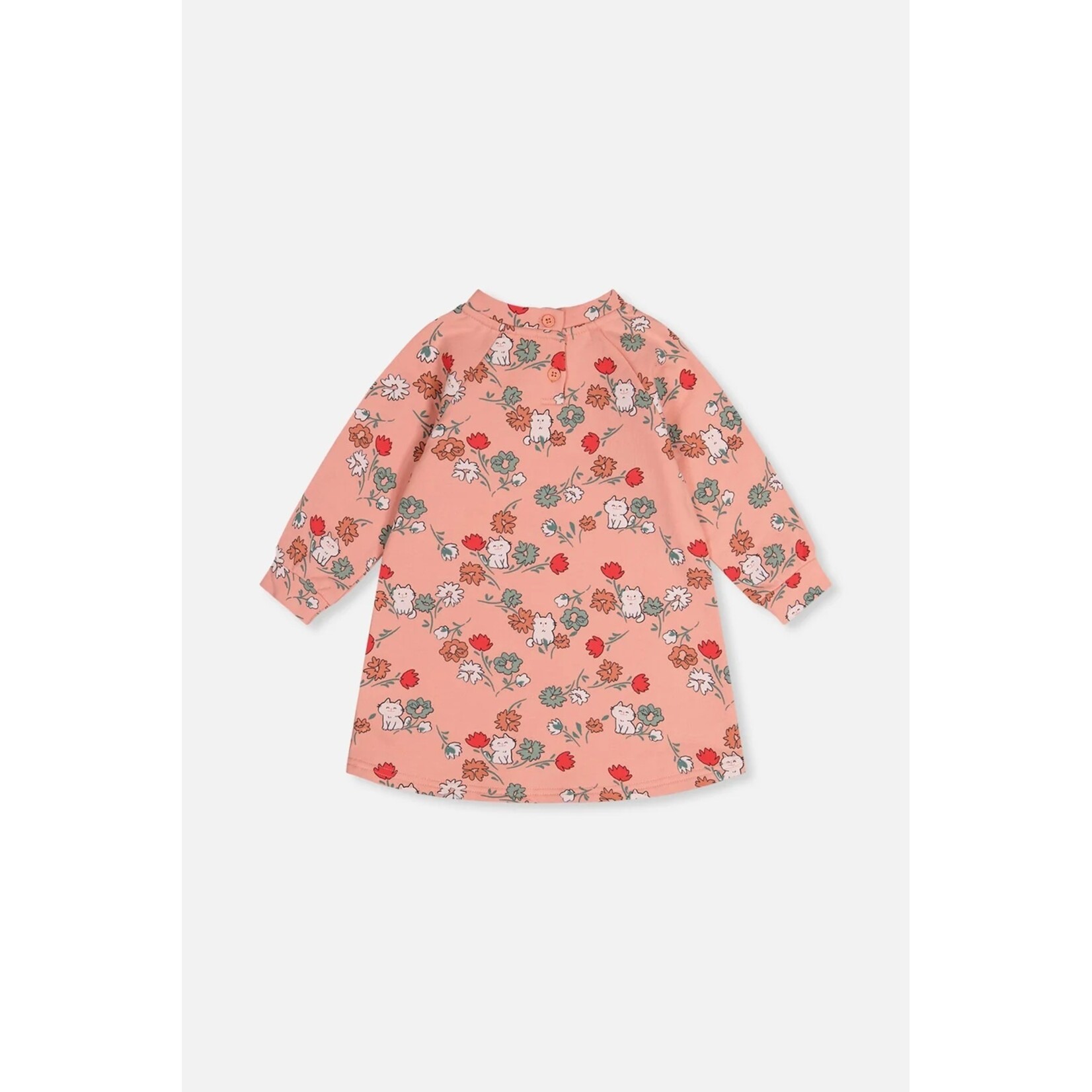 Deux par Deux DEUX PAR DEUX - Robe en molleton rose imprimé chats