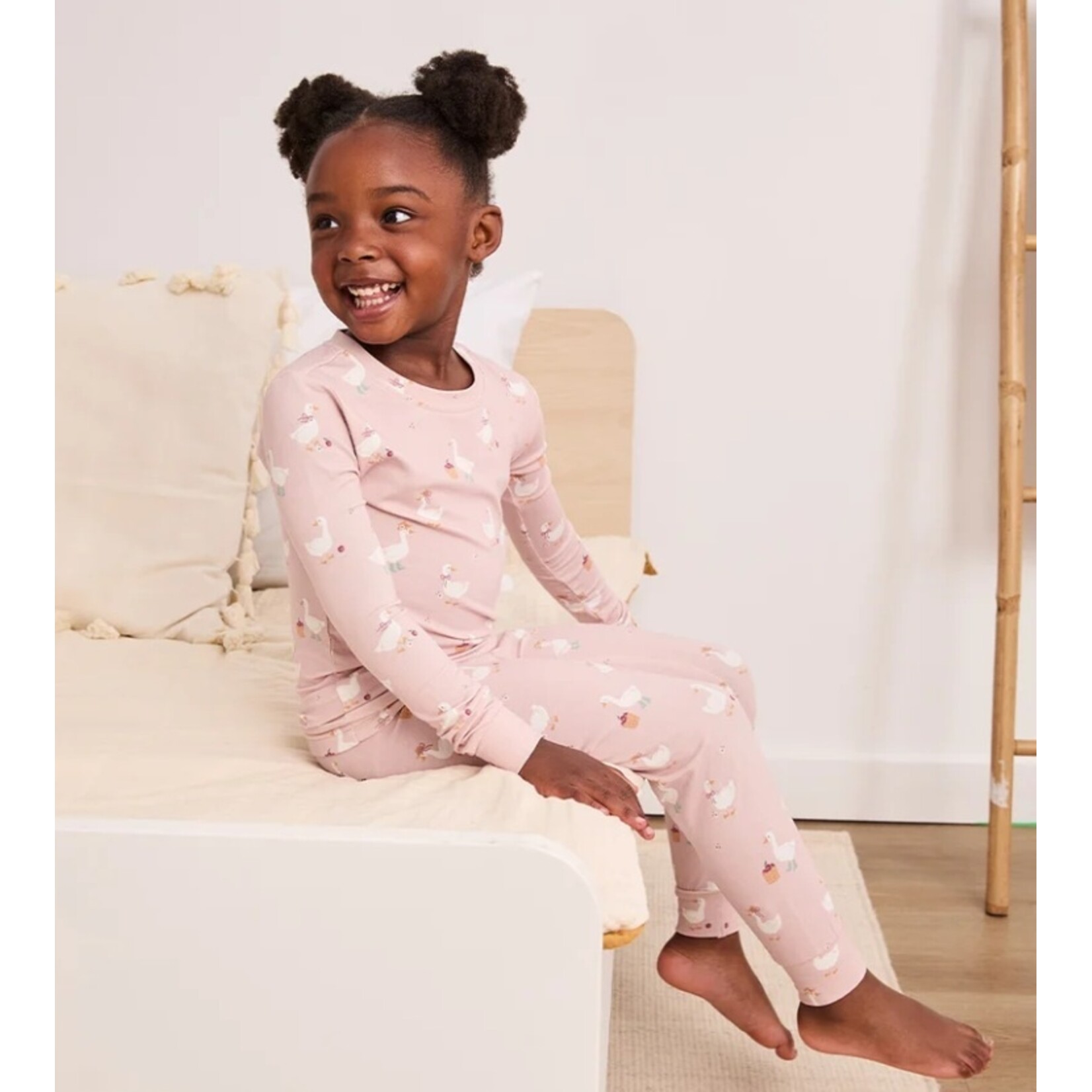 Petit Lem Dress Up Duck Print on Primrose LunaKnit PJ Set