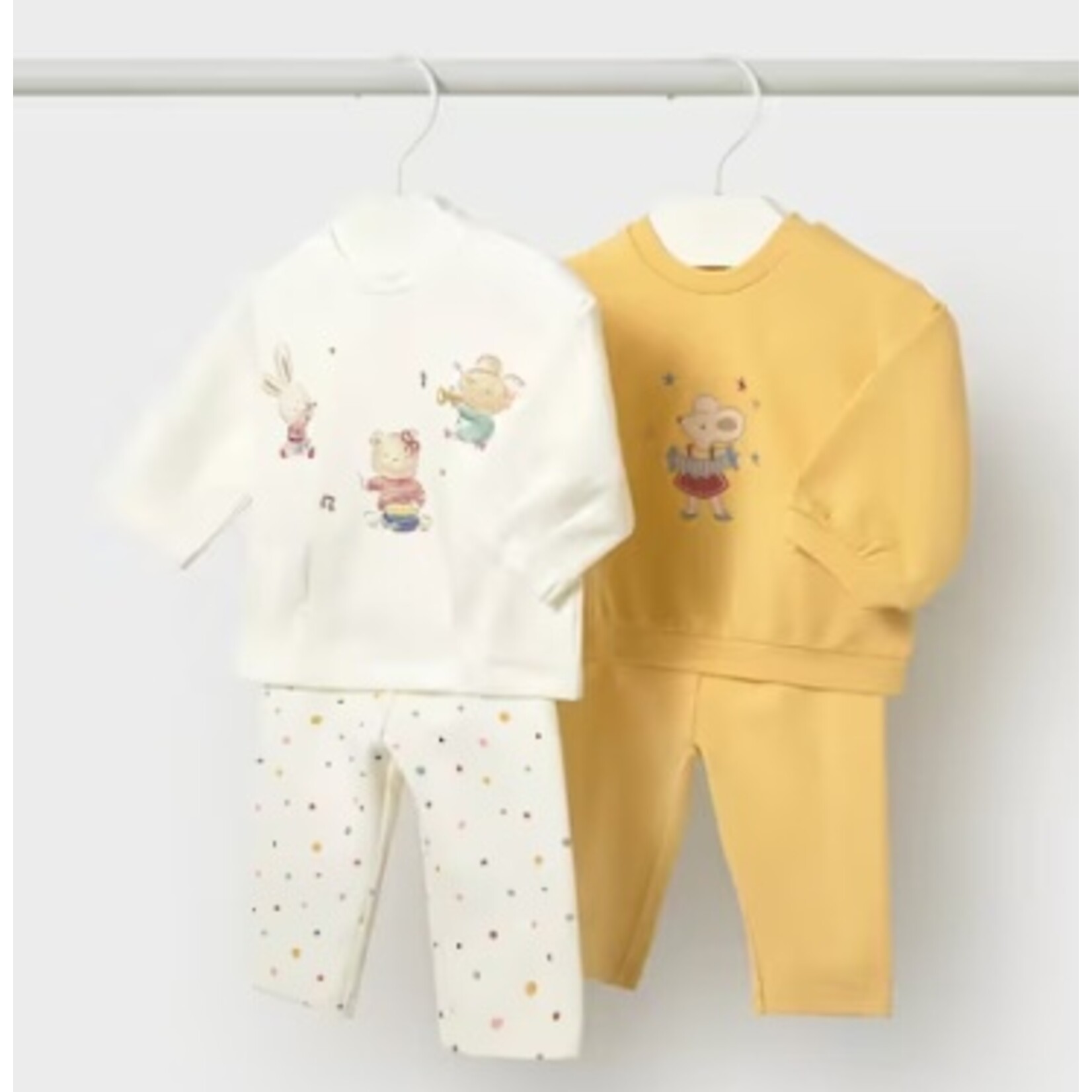 Mayoral MAYORAL - Ensemble 2 pièces: Pull jaune avec broderie d'une souris et pantalon jaune