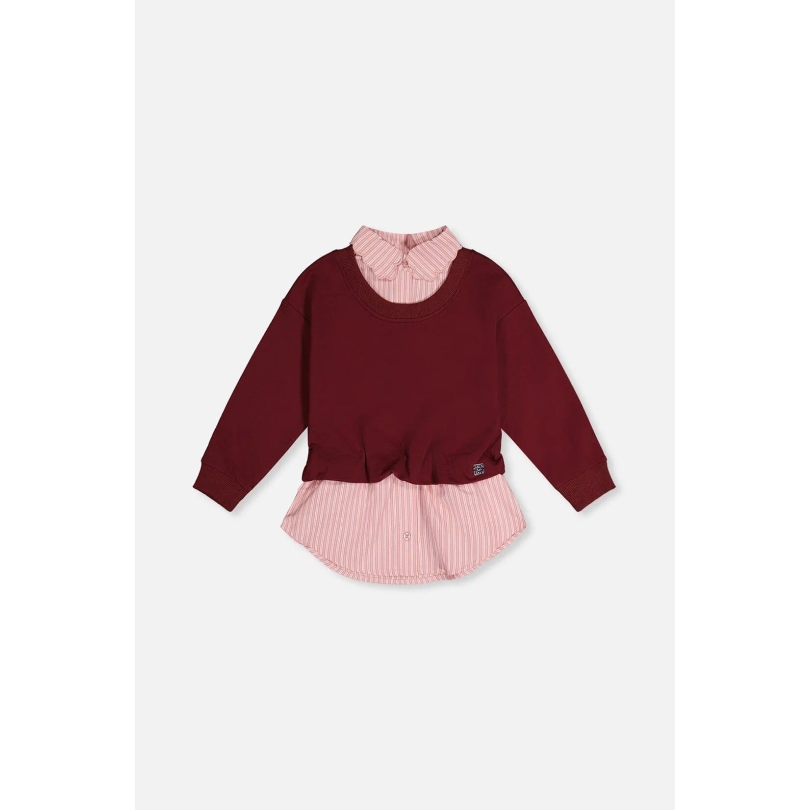 Deux par Deux  DEUX PAR DEUX - Reddish-brown double-layer effect fleece with a shirt-style collar and hem