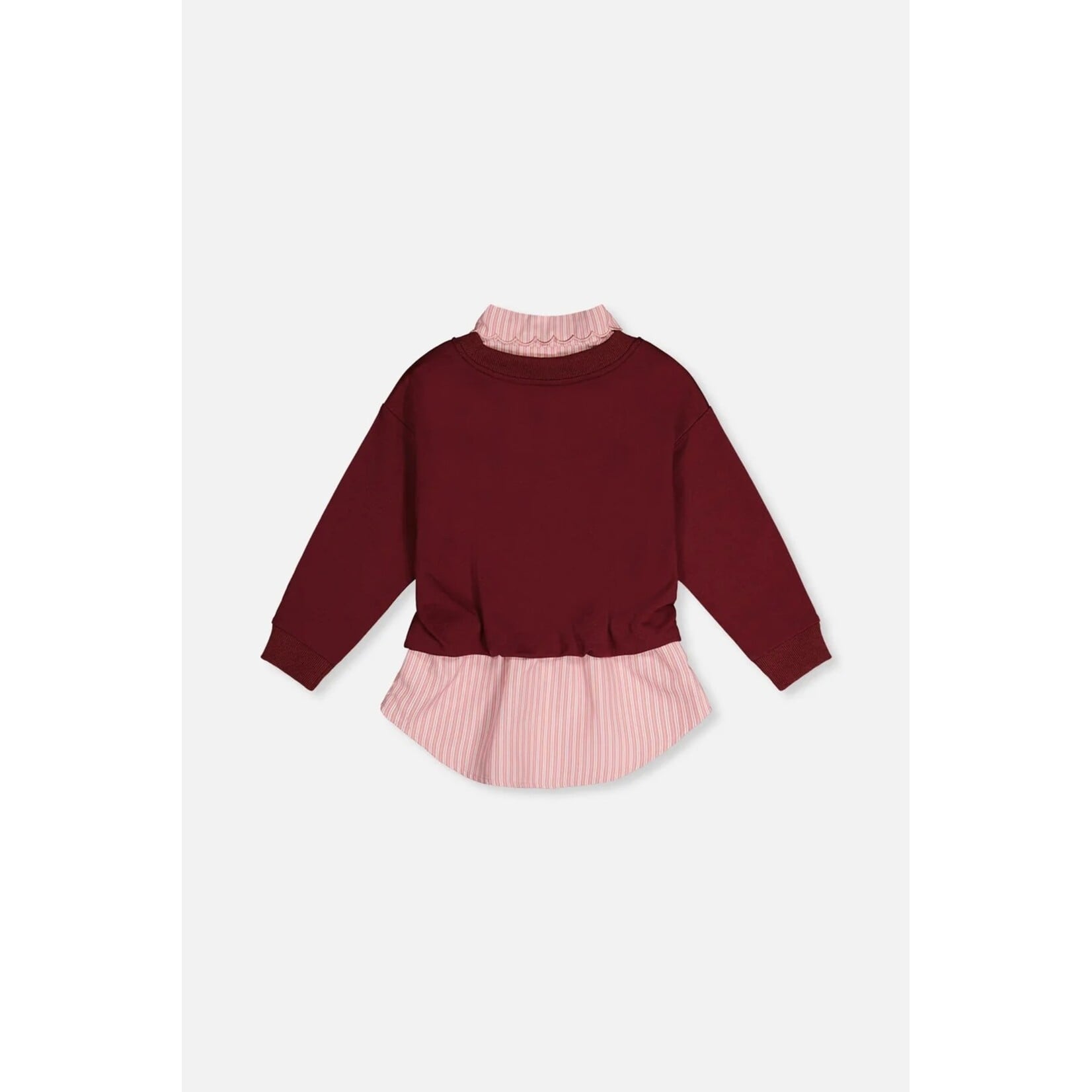 Deux par Deux  DEUX PAR DEUX - Reddish-brown double-layer effect fleece with a shirt-style collar and hem