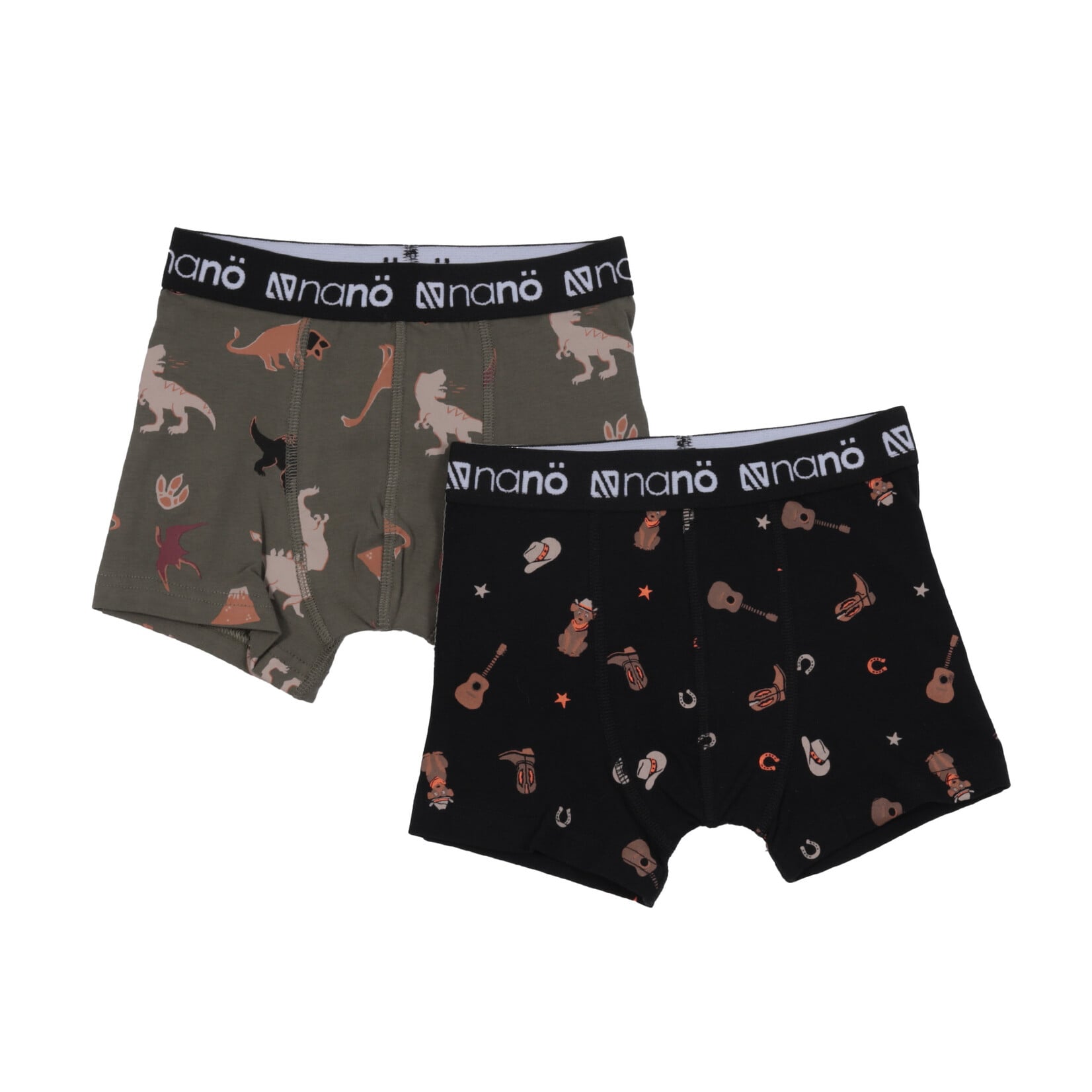 Nanö  NANÖ - Pack of 2 boxer shorts - black and green with dinosaur and cowboy-inspired print