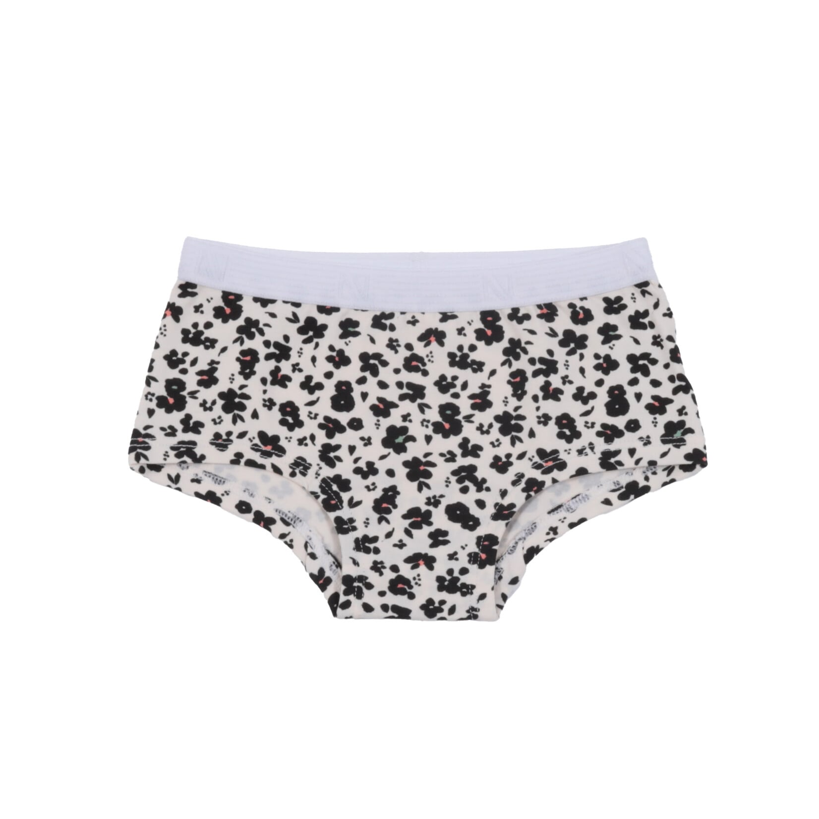 Nanö NANÖ - Lot de 2 culottes garçonnes avec fleurs et sourires ' Noir - Ivoire '