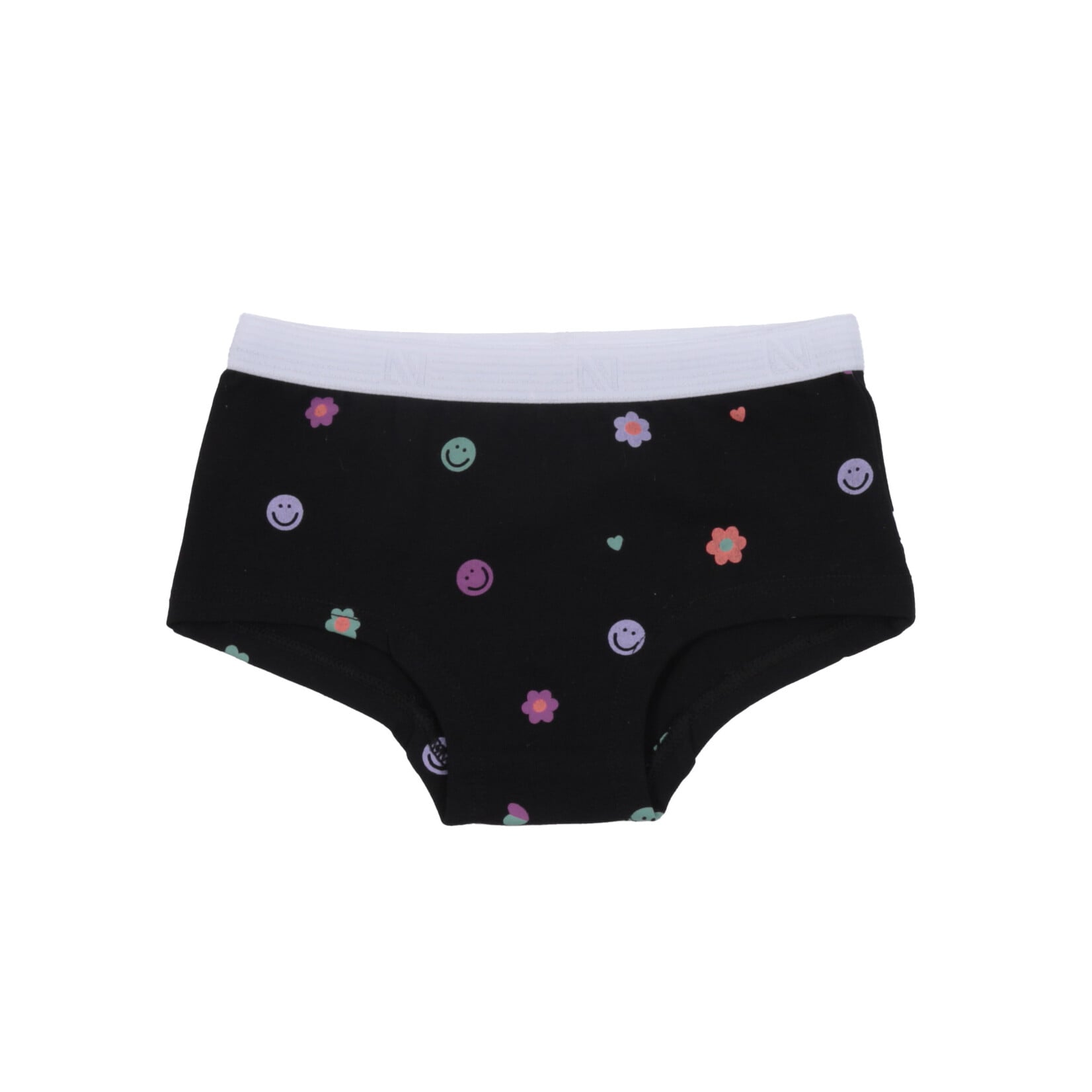 Nanö NANÖ - Lot de 2 culottes garçonnes avec fleurs et sourires ' Noir - Ivoire '
