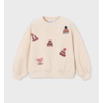 Mayoral MAYORAL - Chandail de style pull à manches longues beige avec broderie de tuques
