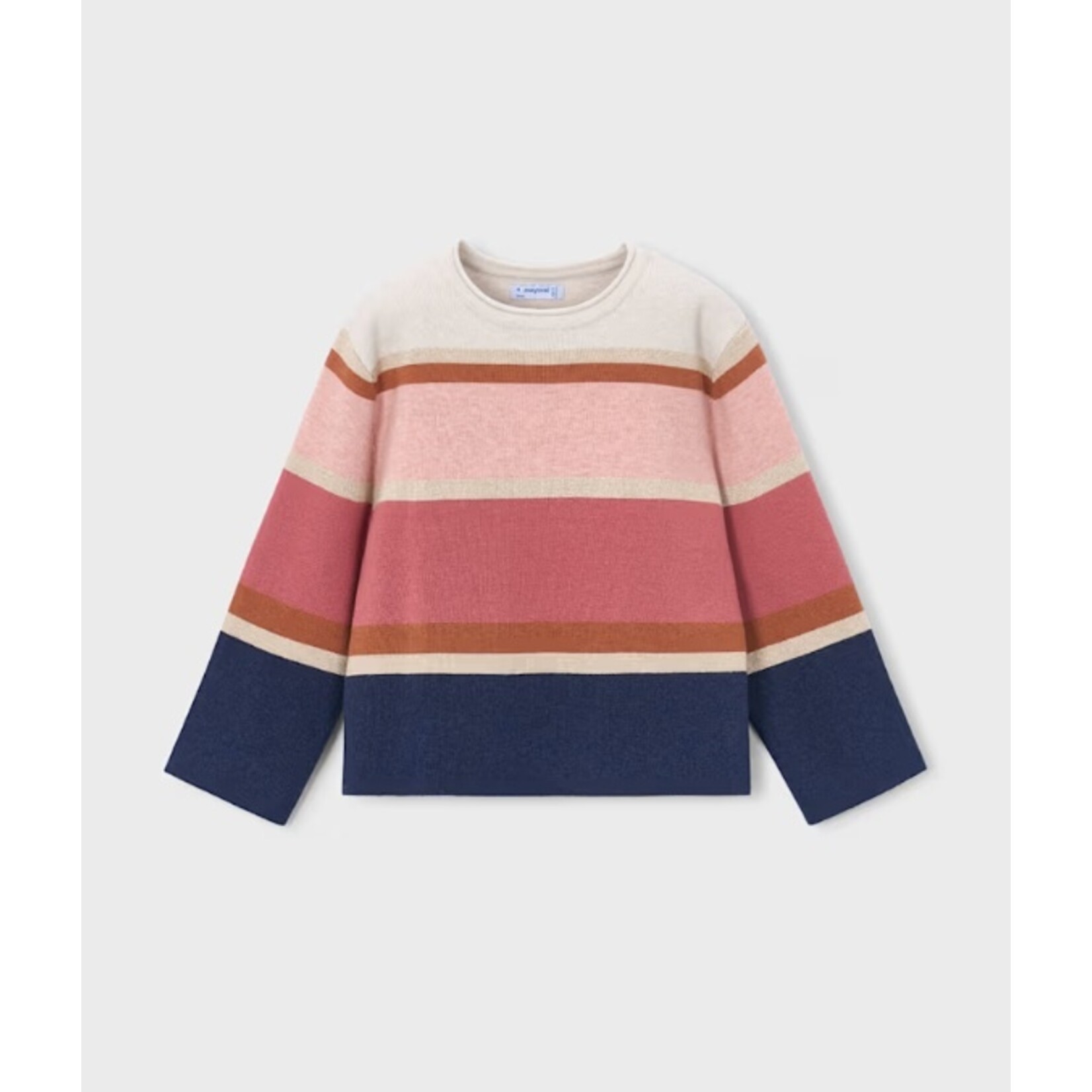 Mayoral MAYORAL - Lightweight sweater with beige, gold, brown, pink and navy blue stripes