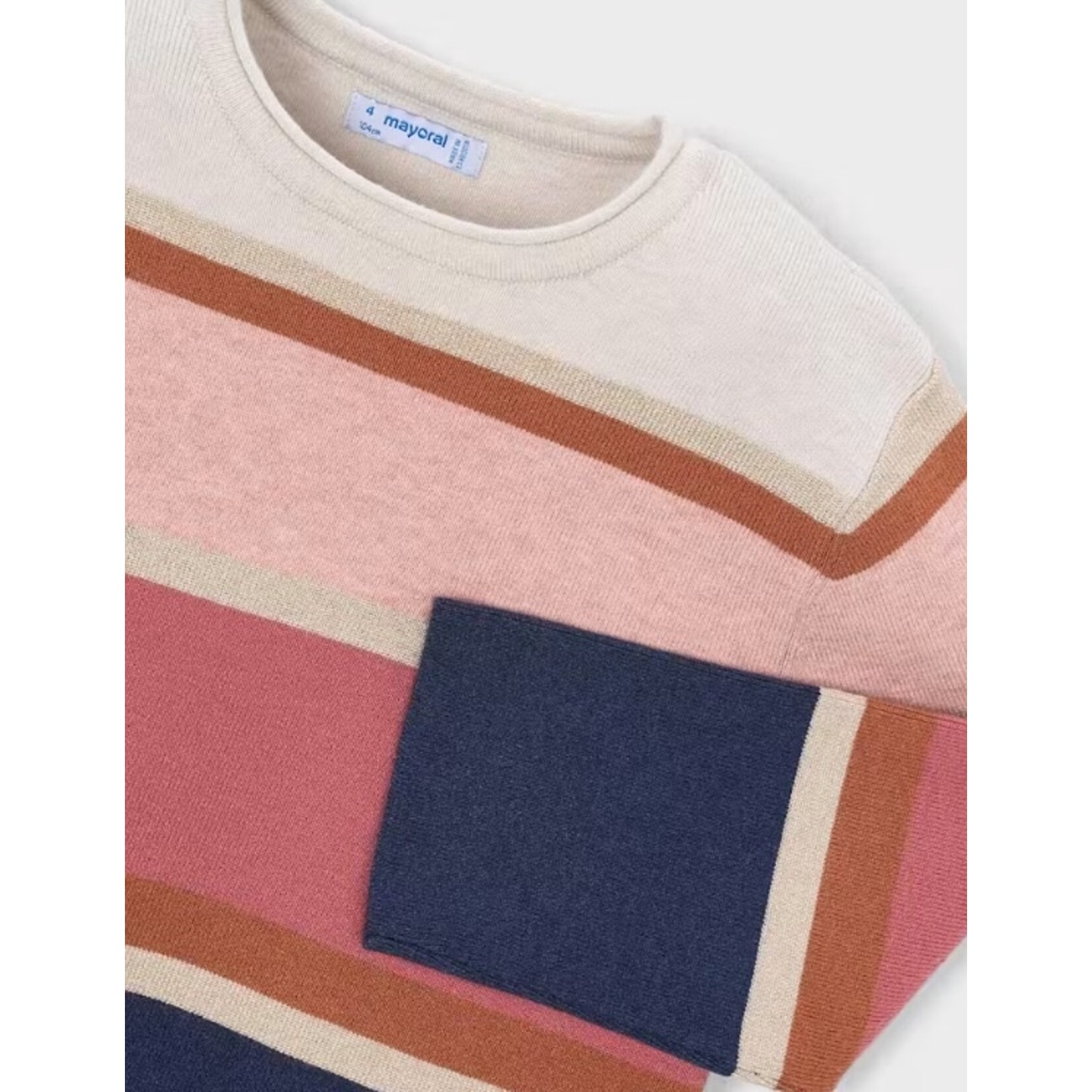 Mayoral MAYORAL - Lightweight sweater with beige, gold, brown, pink and navy blue stripes