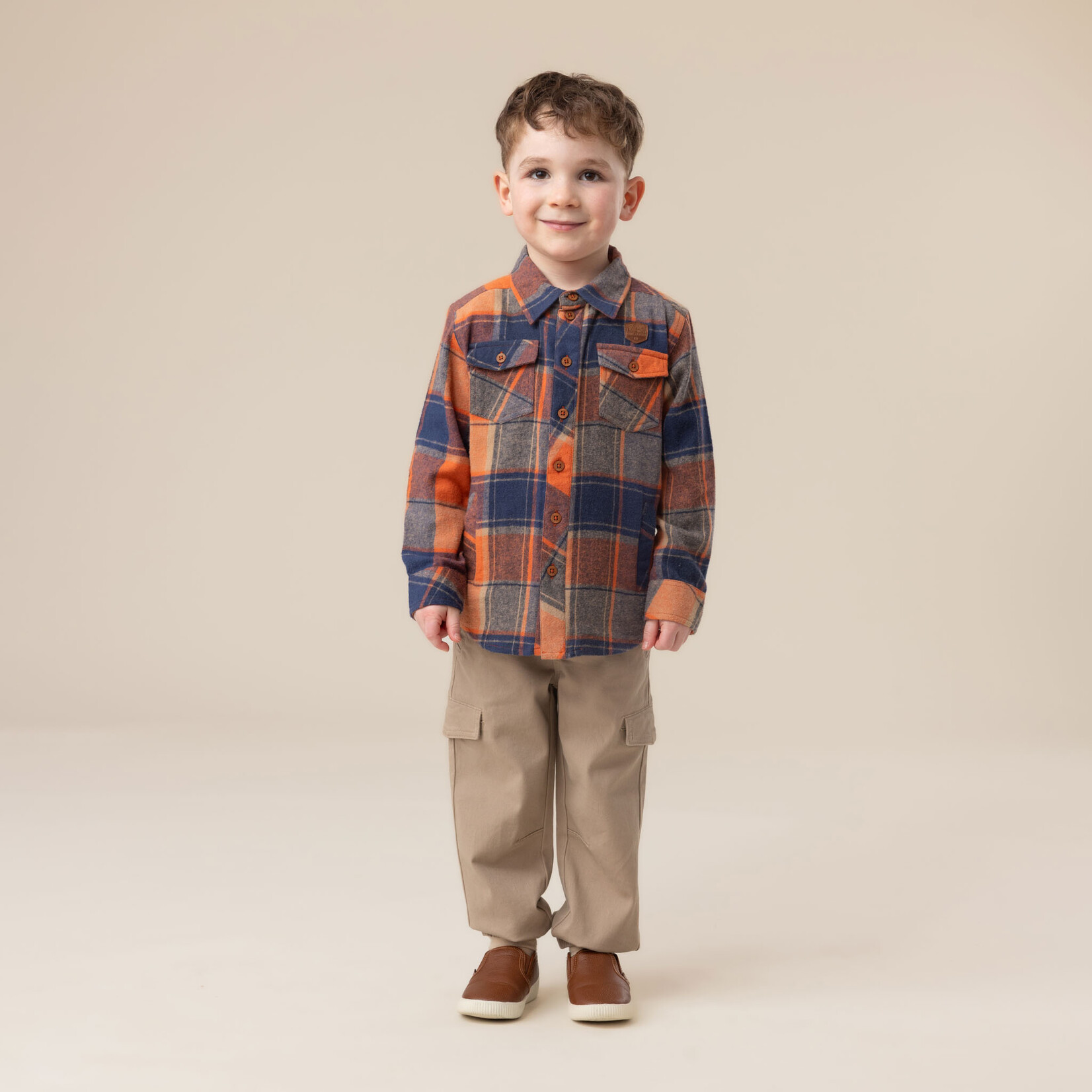 Nanö  NANÖ - Orange plaid flannel shirt 'Gout d'aventure'