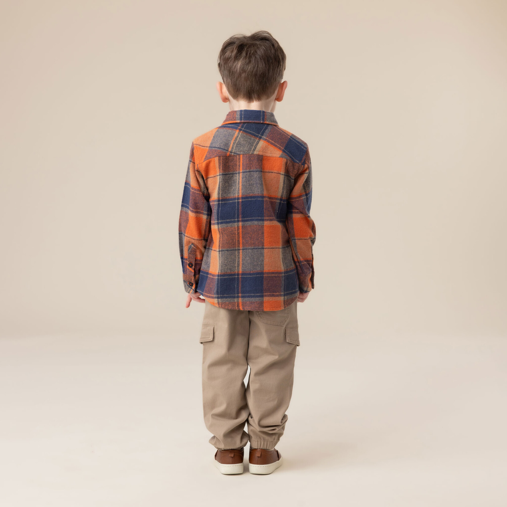 Nanö  NANÖ - Orange plaid flannel shirt 'Gout d'aventure'