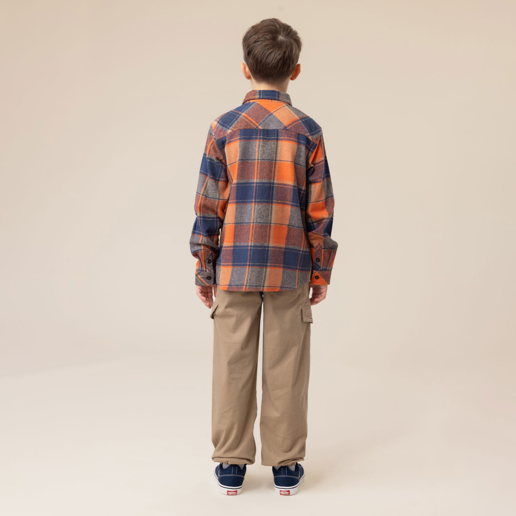 Nanö  NANÖ - Orange plaid flannel shirt 'Gout d'aventure'