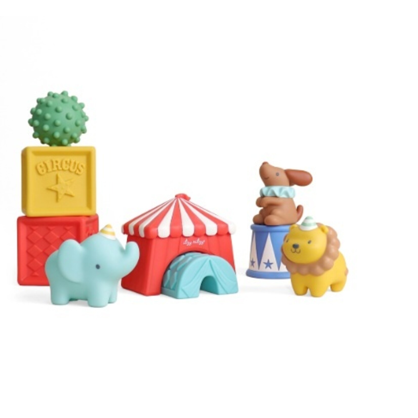 Itzy Ritzy ITZY RITZY - Ensemble de 10 blocs, boules et personnages sensoriels Itzy Blocks™ -- thématique cirque