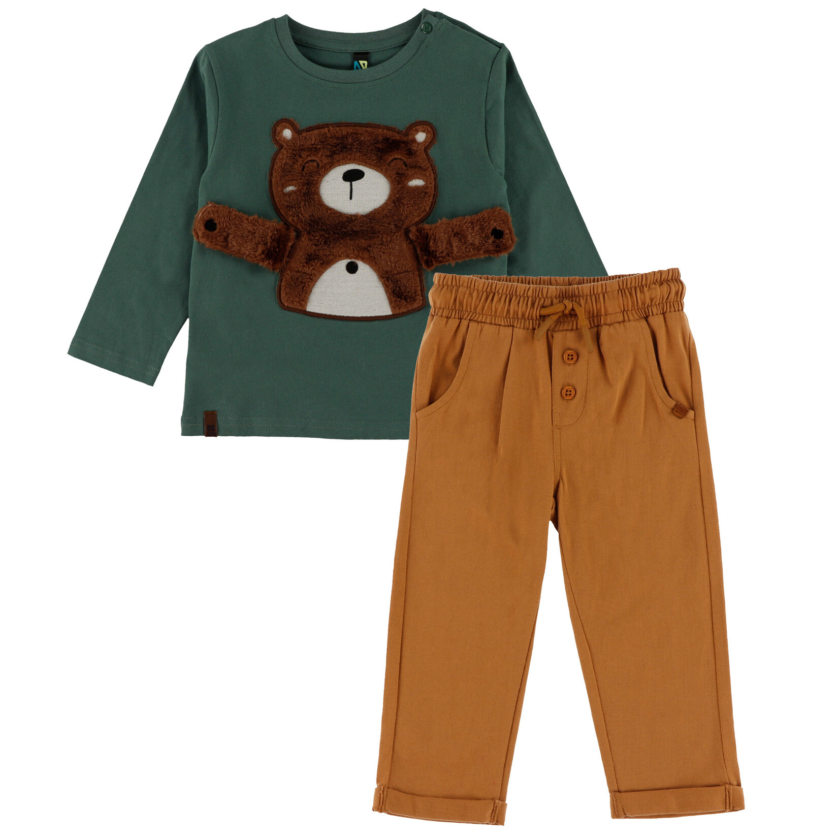 Nanö NANÖ - 2-piece set with  Long-sleeve T-shirt with 3D bear detail and pants - 'Roarrr'