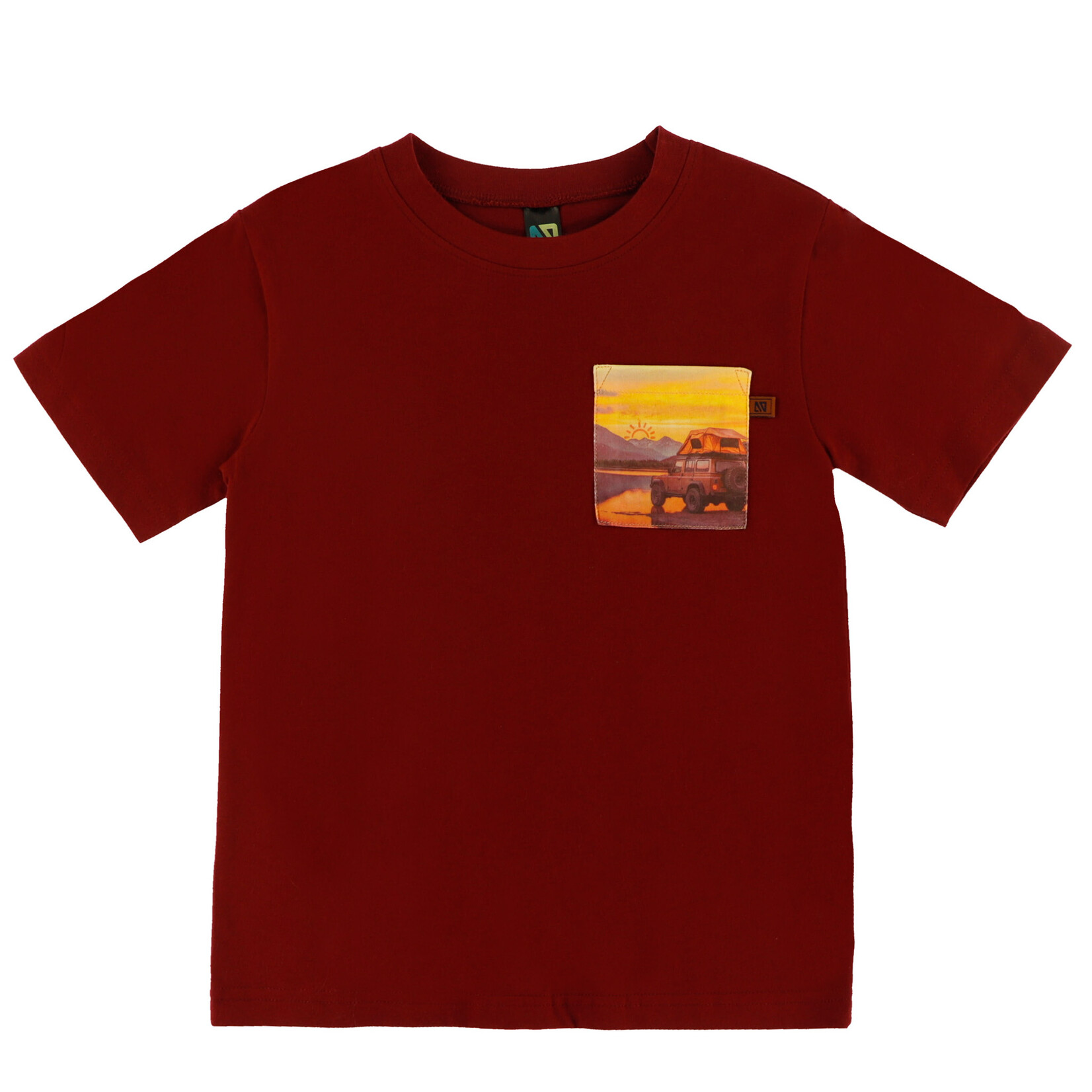 Nanö NANÖ - Burgundy short-sleeved T-shirt with sunset print pocket 'PROMO'