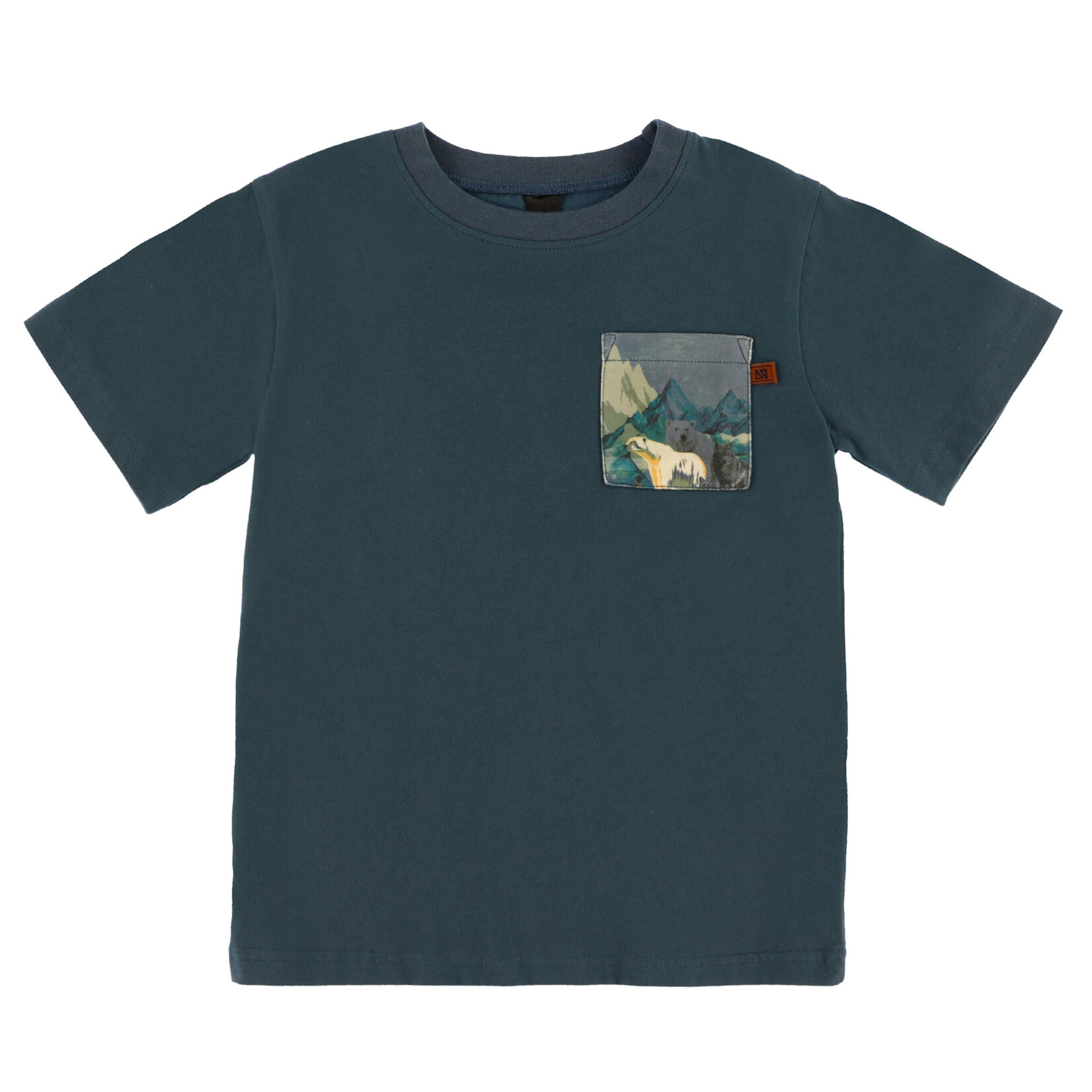 Nanö NANÖ - Blue short-sleeved T-shirt with bear print pocket 'PROMO'