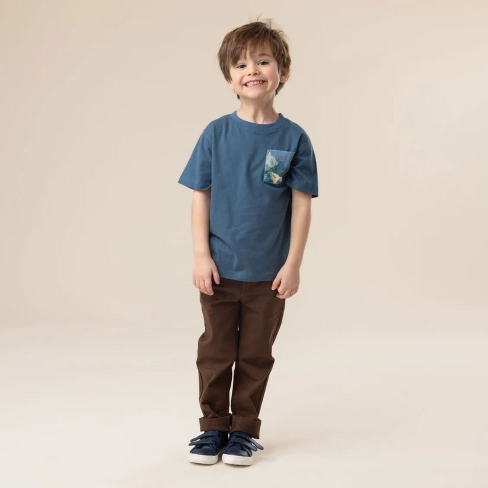Nanö NANÖ - T-shirt bleu à manches courte avec poche imprimée ours 'PROMO'