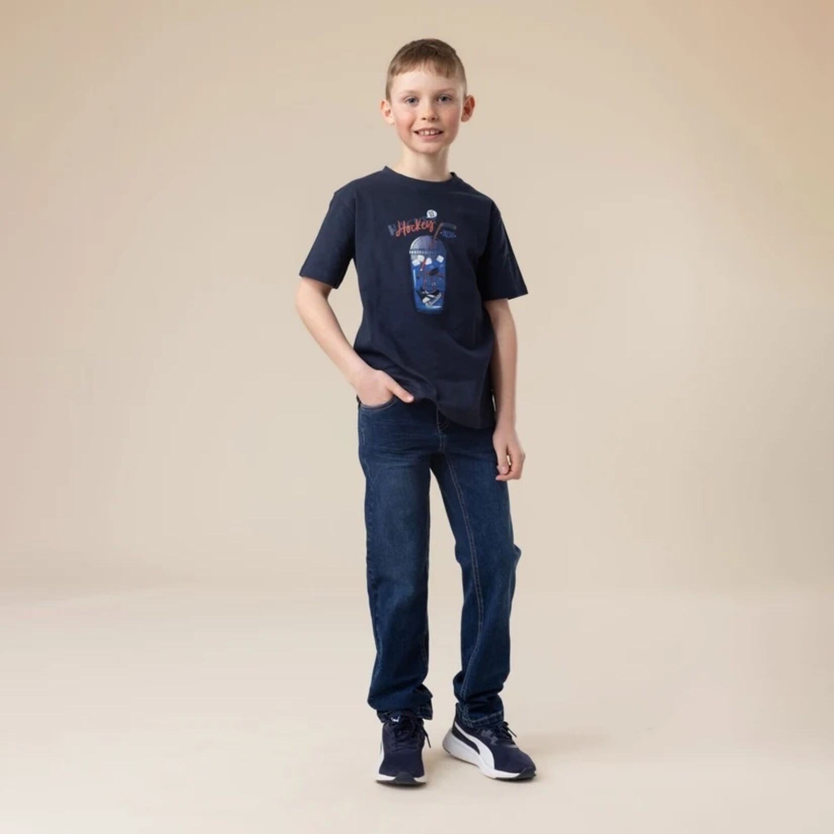 Nanö NANÖ - Navy blue short-sleeved T-shirt with hockey-flavored juice print 'PROMO'