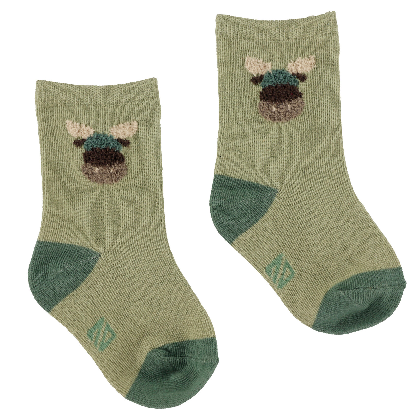 Nanö NANÖ - Chaussettes vertes pour bébé avec motif d'orignal 'Ma douce forêt'