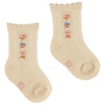 Nanö NANÖ - Chaussettes de fantaisie beiges pour bébé avec motif de fleurs 'Charmante floraison'