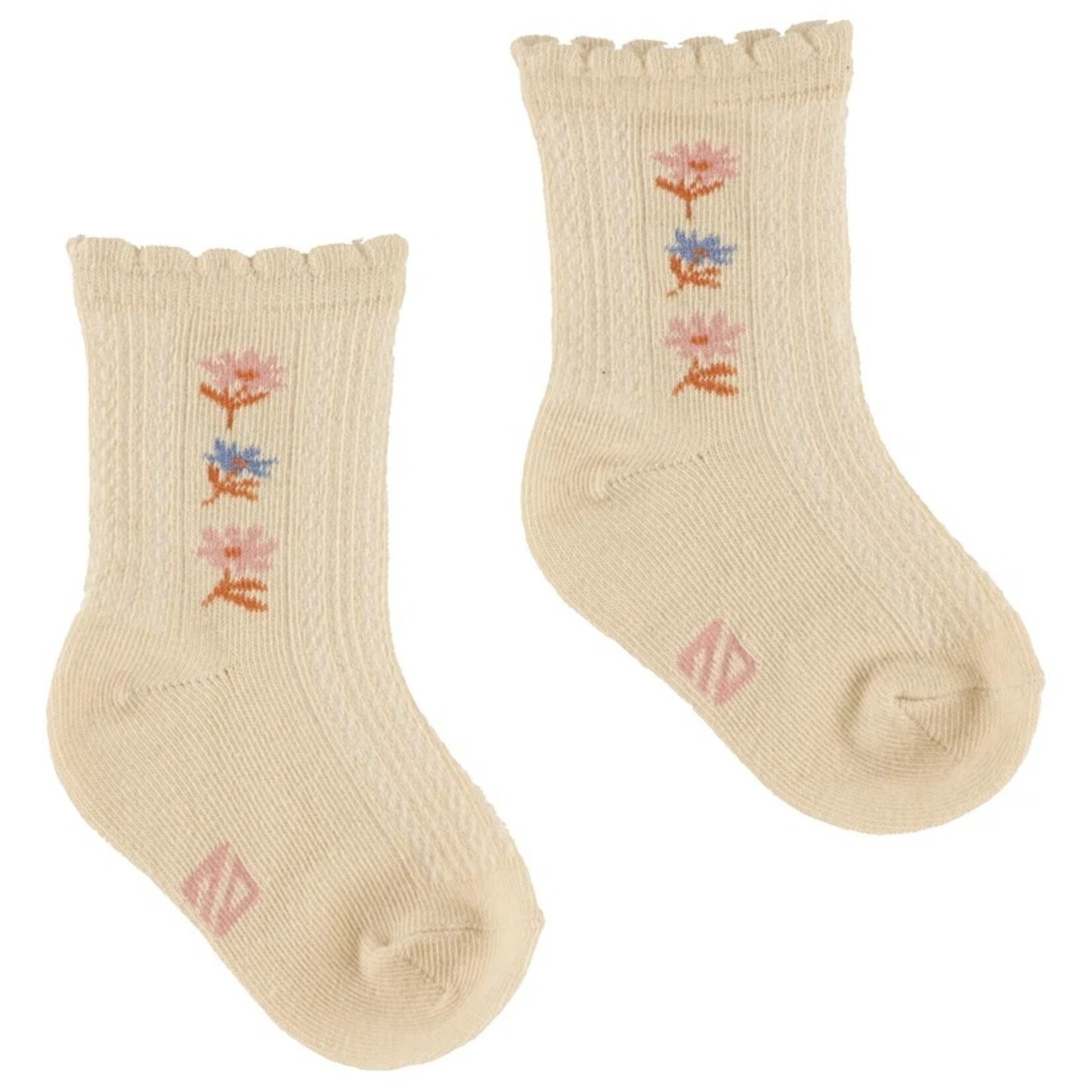 Nanö NANÖ - Chaussettes de fantaisie beiges pour bébé avec motif de fleurs 'Charmante floraison'