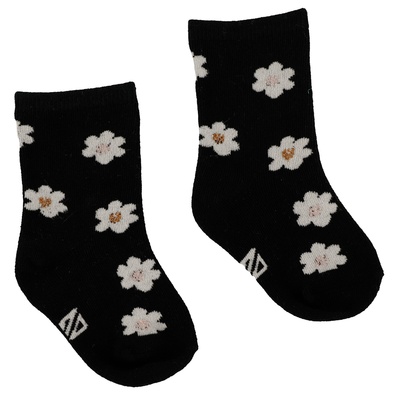 Nanö NANÖ - Black baby socks with a white flower pattern 'Âme des prairies'
