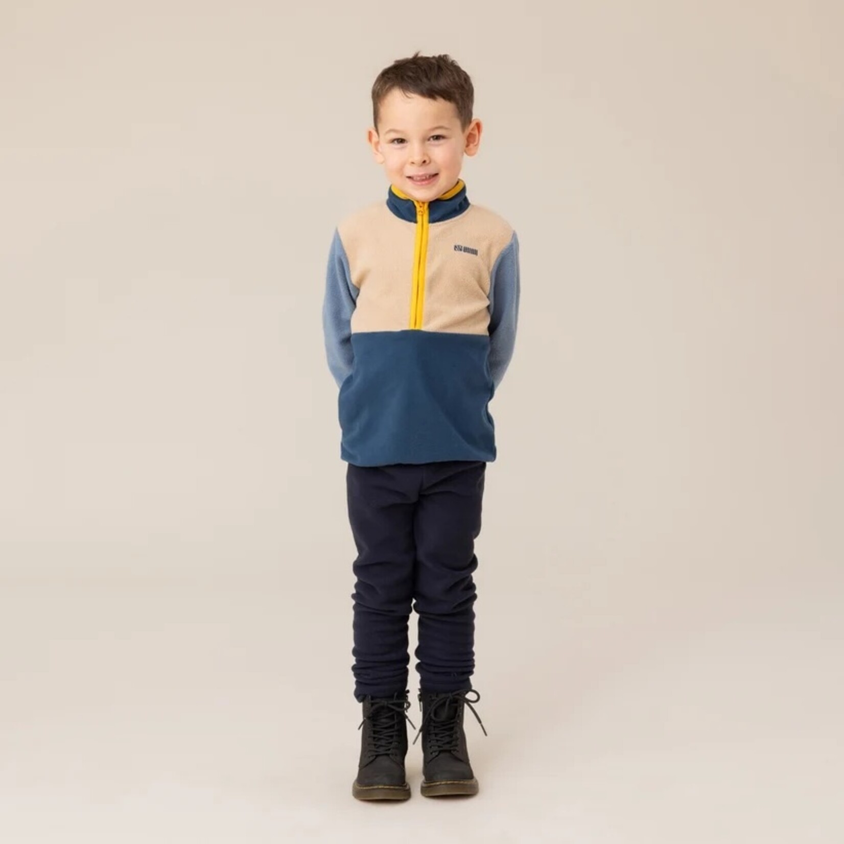 Nanö NANÖ - Couche de base deux pièces en micropolaire - Colorblock sarcelle, beige, bleu marine et accents jaunes