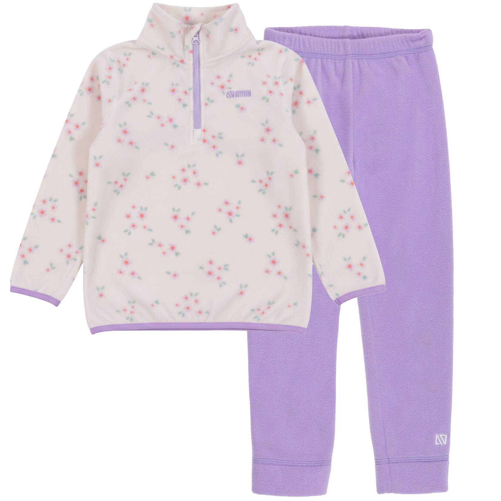 Nanö NANÖ - Two-piece microfleece base layer - White with floral pattern
