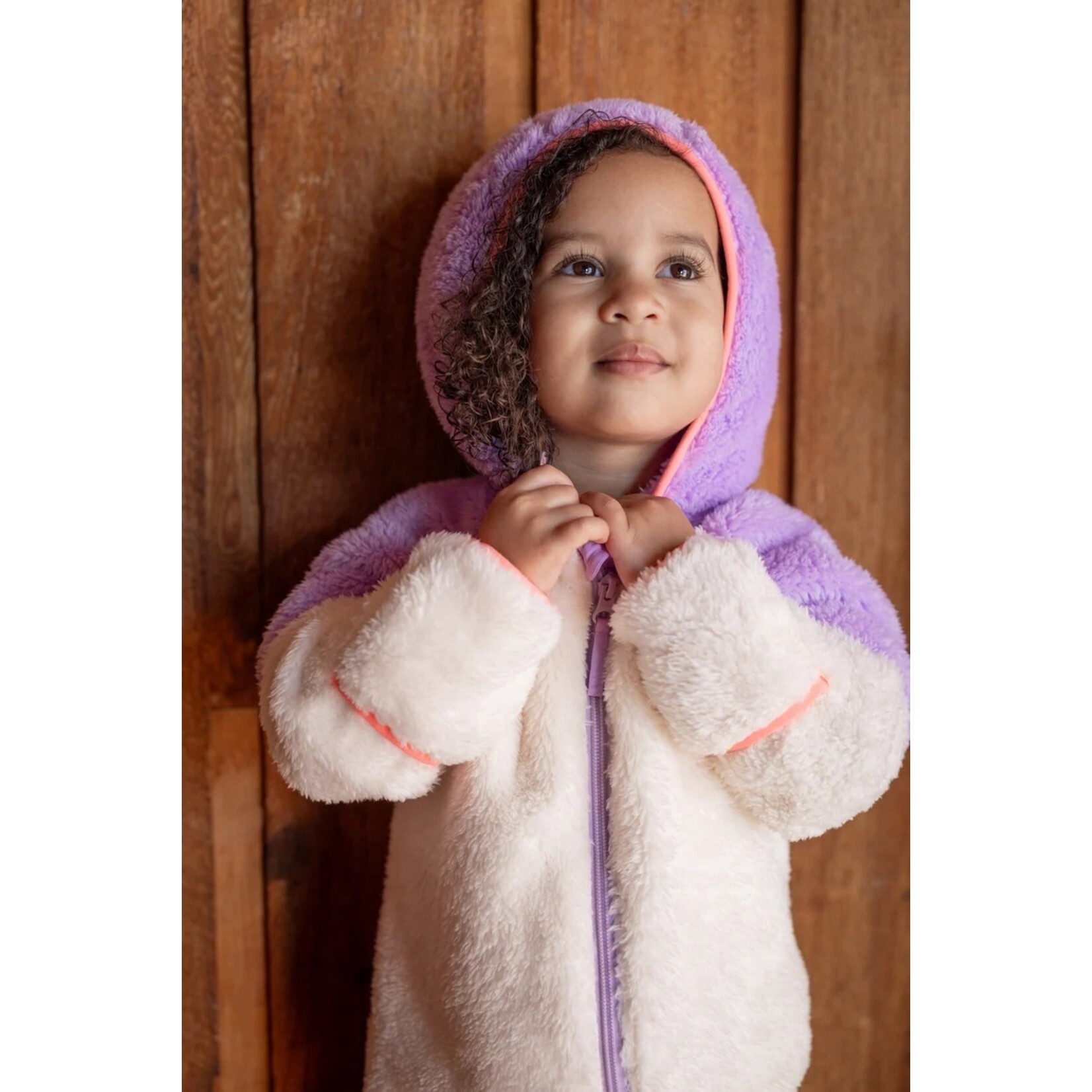 Nanö NANÖ - Ensemble une pièce pour bébé mi-saison en sherpa - Blanc crème avec accents mauves et oranges