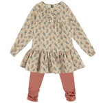 Nanö NANÖ - Ensemble 2 morceaux - Tunique beige en crêpe texturée à imprimée florale et legging uni rose 'Charmante floraison'