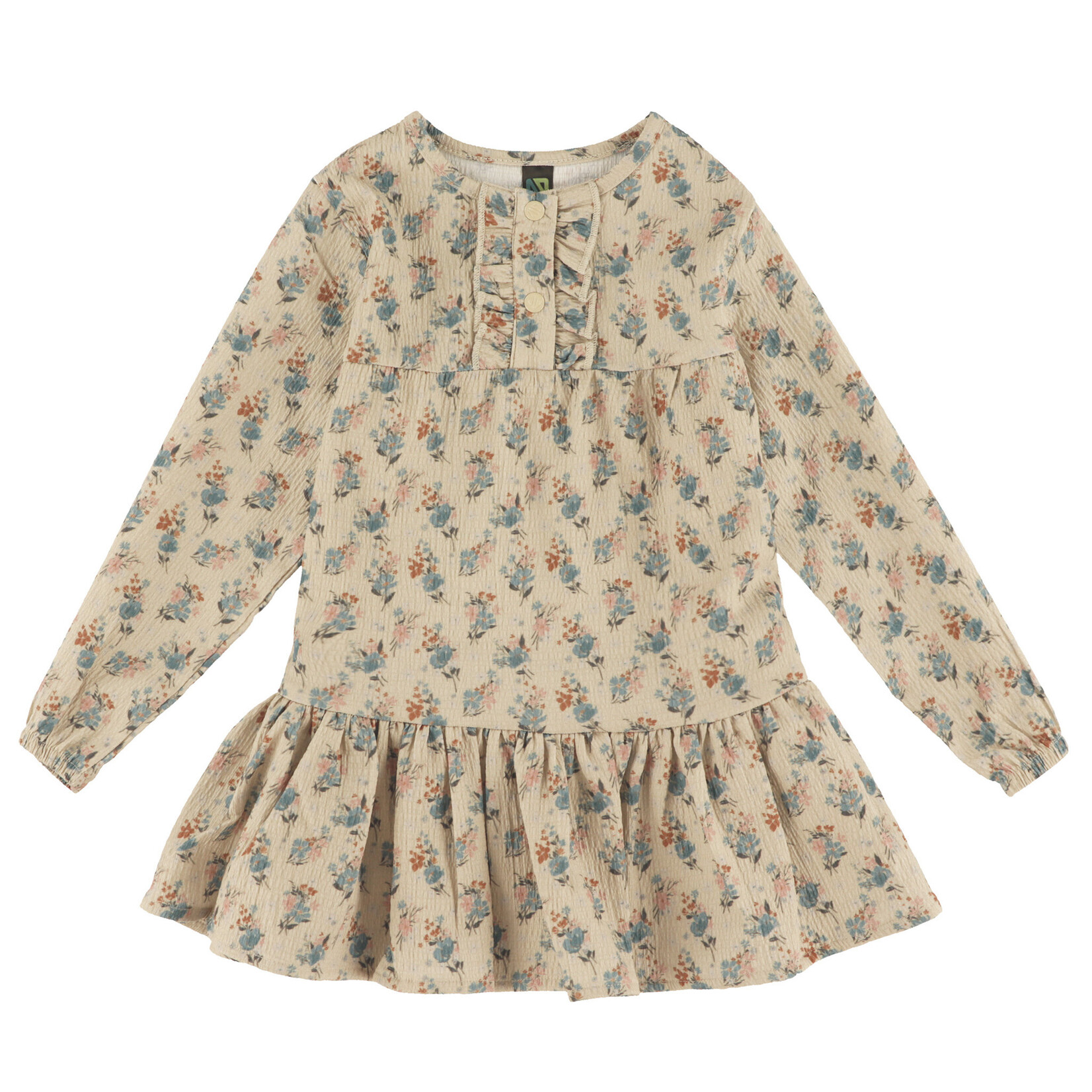 Nanö NANÖ - Ensemble 2 morceaux - Tunique beige en crêpe texturée à imprimée florale et legging uni rose 'Charmante floraison'
