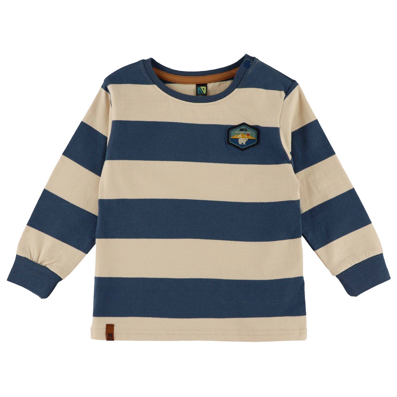 Nanö NANÖ - Ensemble 2 morceaux - Chandail ivoire à manches longues avec rayures bleu et pantalon jogging noir 'Roarr!'