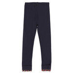 Nanö NANÖ - Plain navy blue jersey leggings with patterned fold-over hems 'Douceur d'hiver'