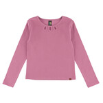 Nanö NANÖ - T-shirt mauve côtelé à manches longues avec découpage brodé à l'encolure 'Douceur D'hiver'