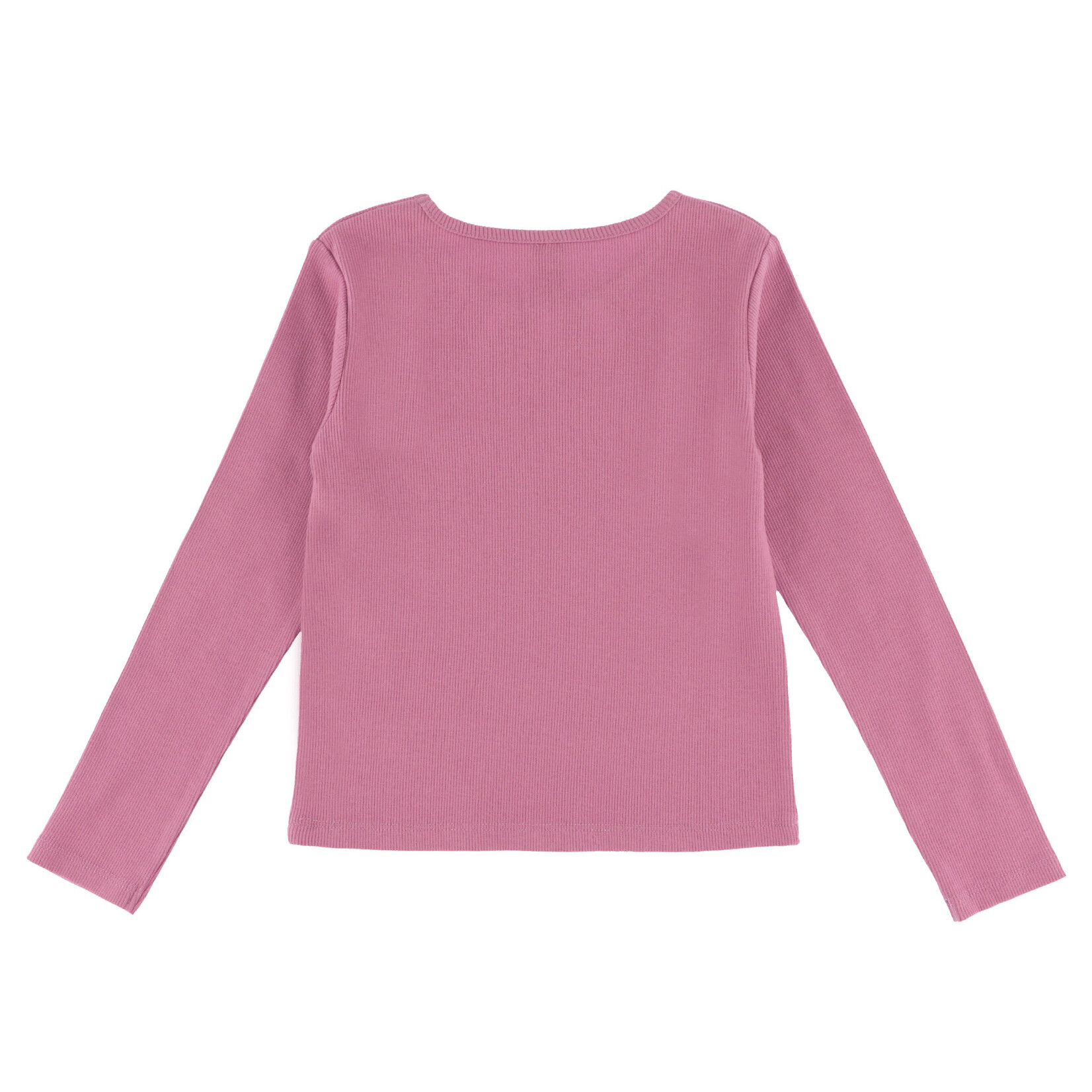 Nanö NANÖ -Mauve ribbed long-sleeve T-shirt with embroidered cutout at the neckline 'Douceur D'hiver'