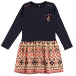 Nanö NANÖ - Long-sleeved navy dress with a floral-print skirt  'Douceur d'hiver'