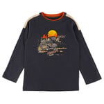 Nanö NANÖ - Navy blue long-sleeved T-shirt with a nature print  'Gout d'aventure'