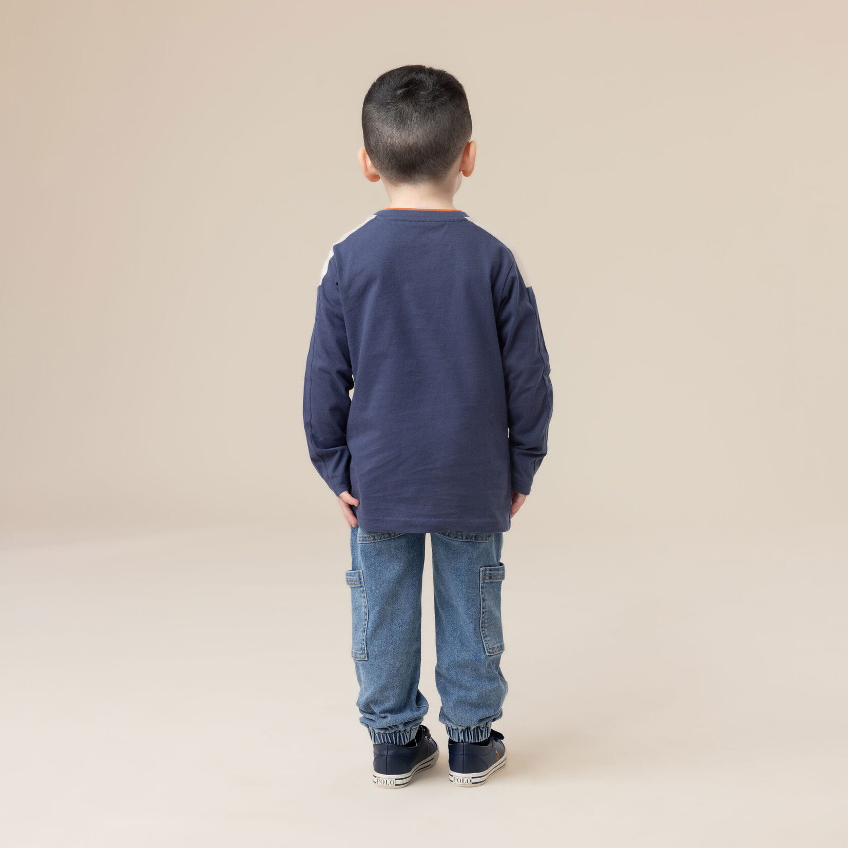 Nanö NANÖ - Navy blue long-sleeved T-shirt with a nature print  'Gout d'aventure'