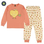 Nanö NANÖ - Ensemble pyjama deux pièces corail et beige avec imprimé de déjeuners joyeux