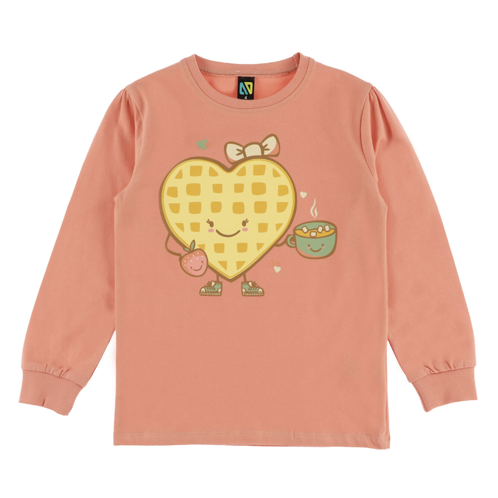 Nanö NANÖ - Coral and beige two-piece pyjama set with a cheerful lunch print