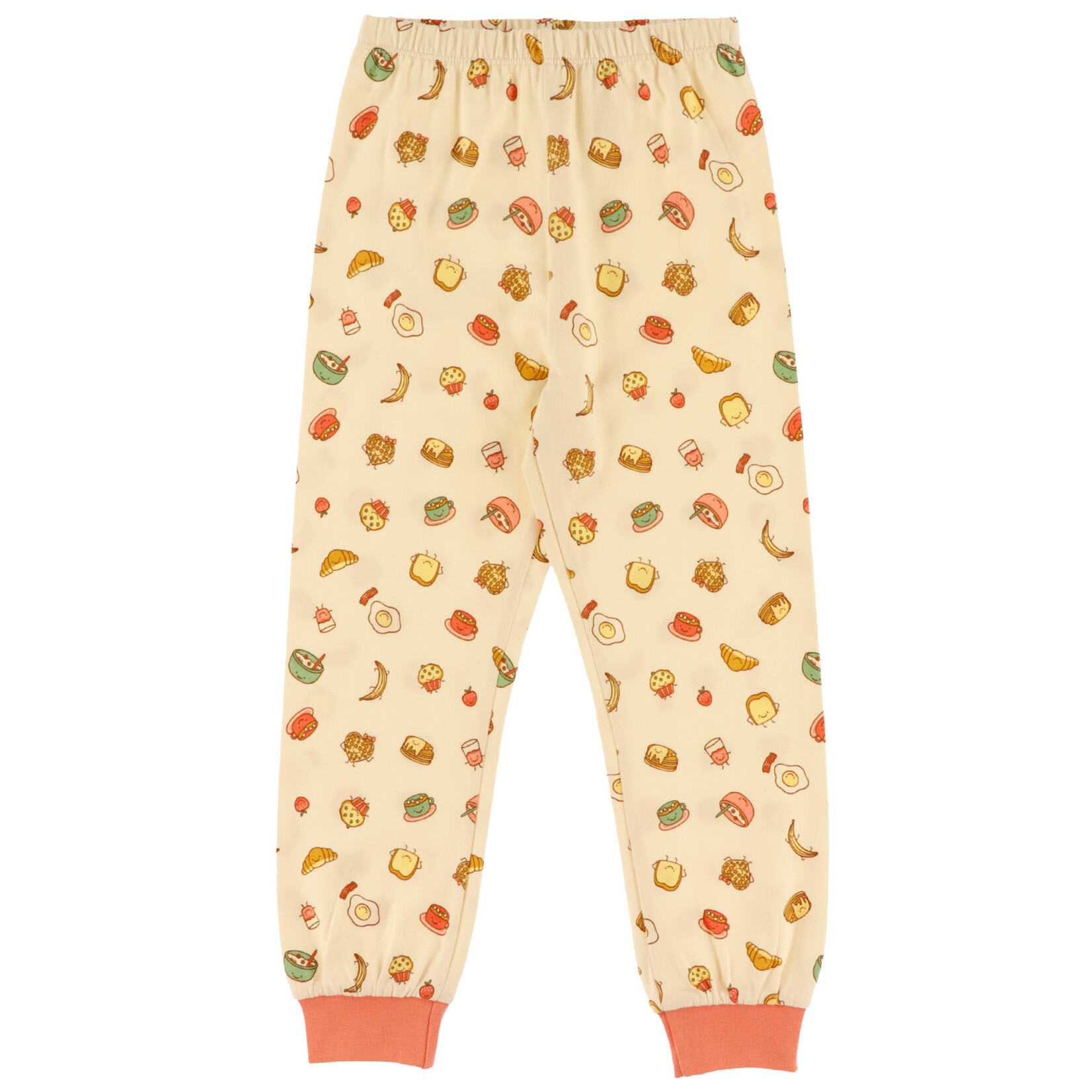 Nanö NANÖ - Ensemble pyjama deux pièces corail et beige avec imprimé de déjeuners joyeux