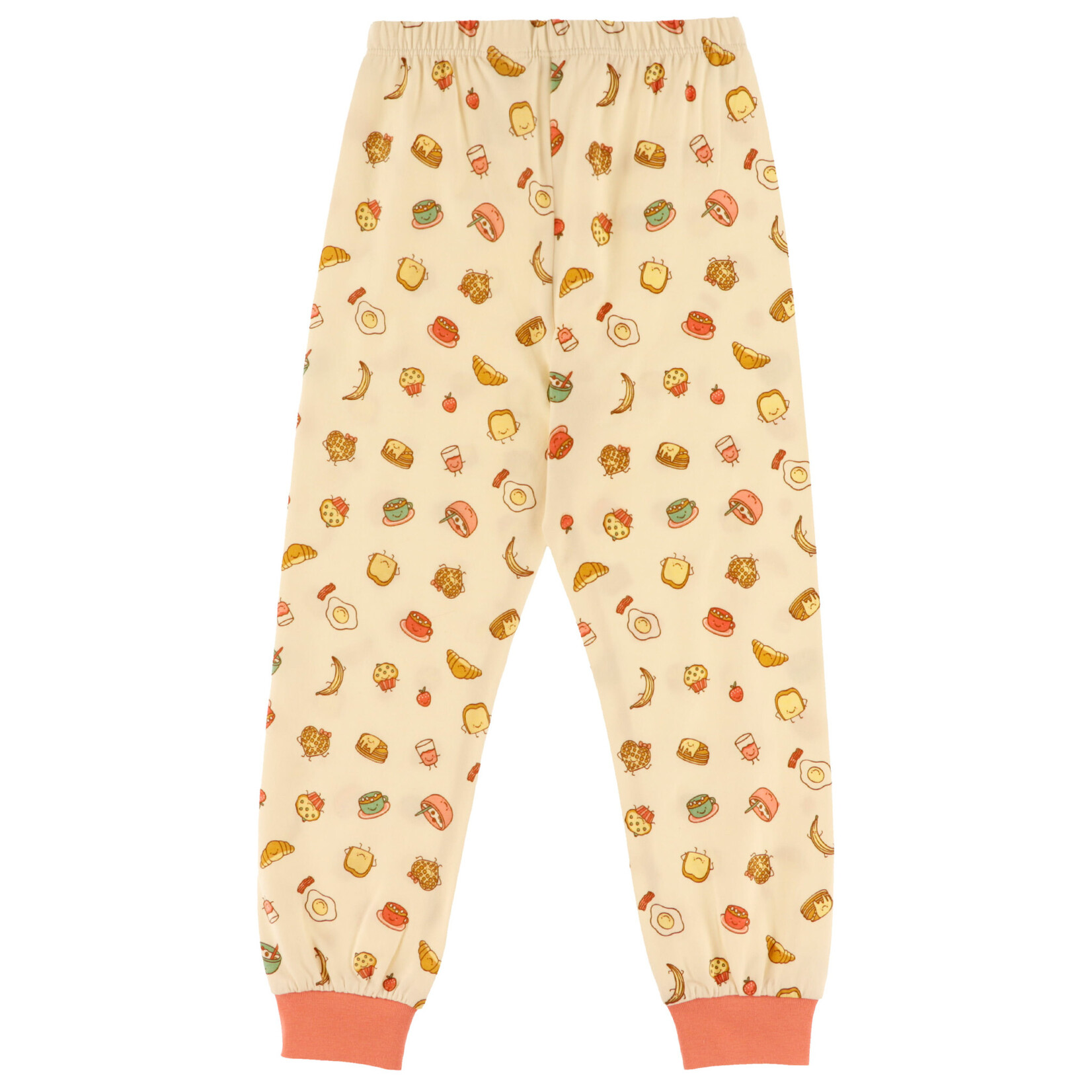 Nanö NANÖ - Ensemble pyjama deux pièces corail et beige avec imprimé de déjeuners joyeux