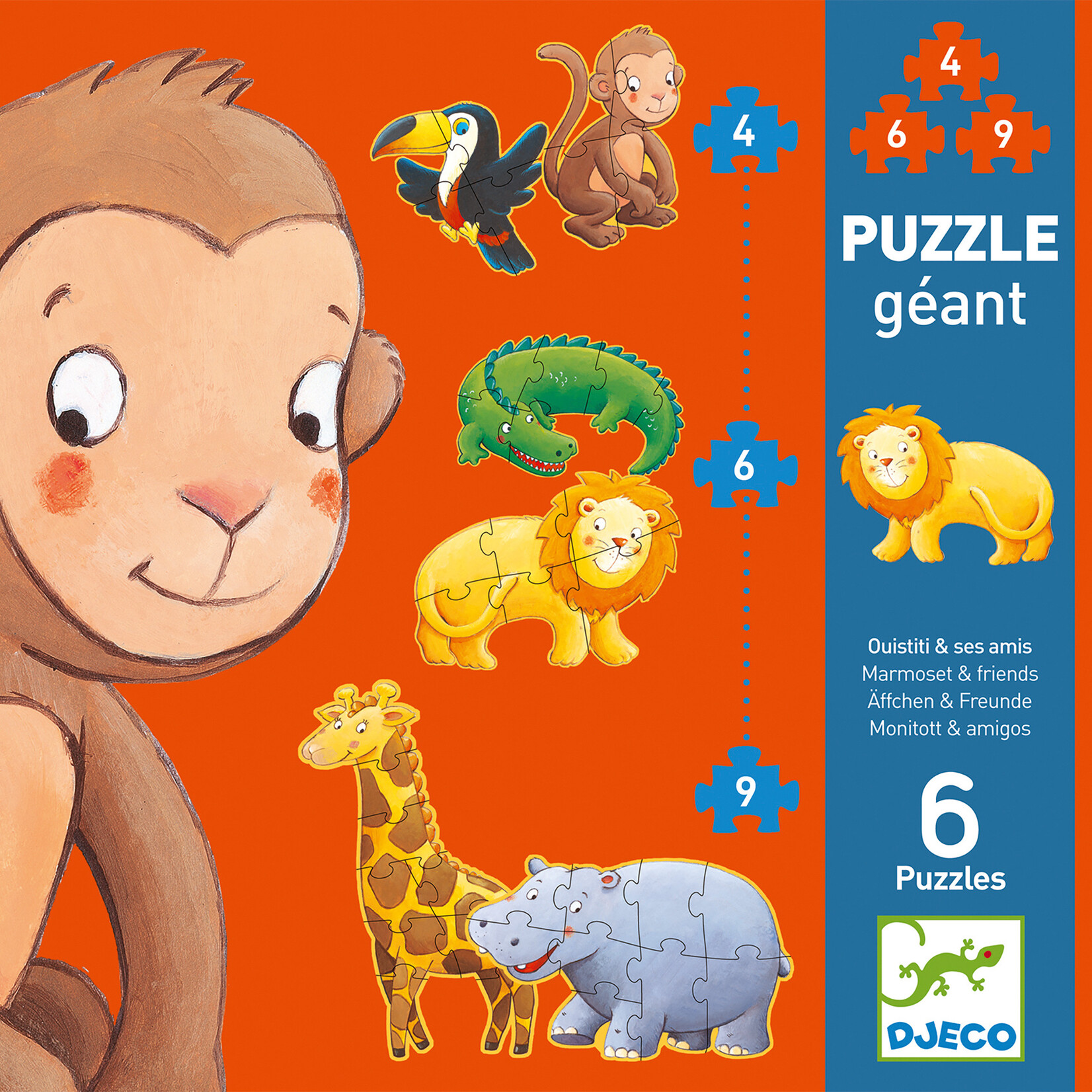 Djeco DJECO - Giant Progressive Puzzles 'Marmoset and friends'