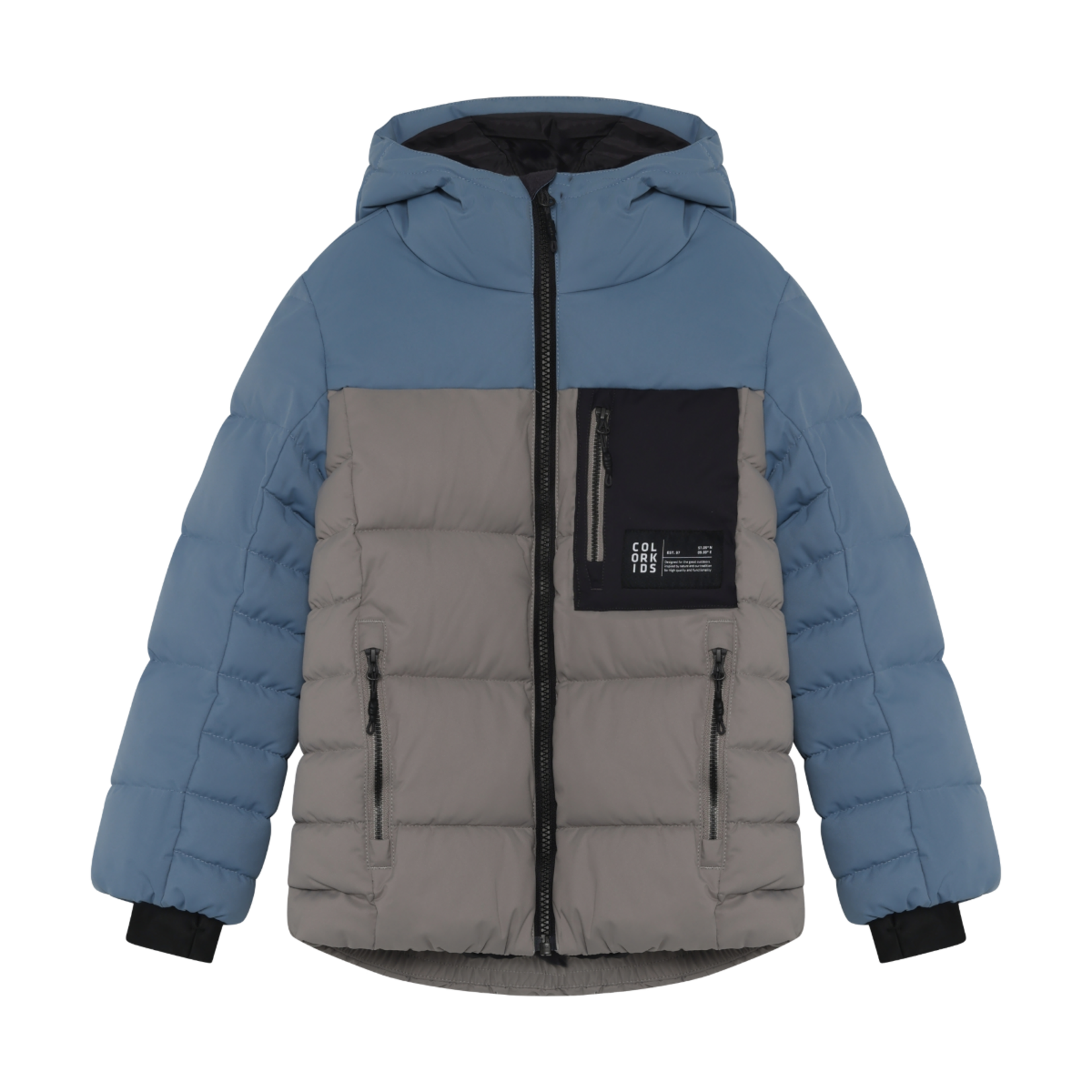 Color Kids COLOR KIDS - Blue and grey quilted ski puffer jacket