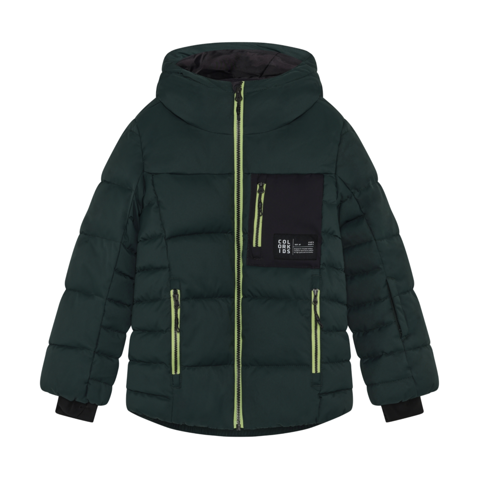 Color Kids COLOR KIDS - Forest green quilted ski puffer jacket