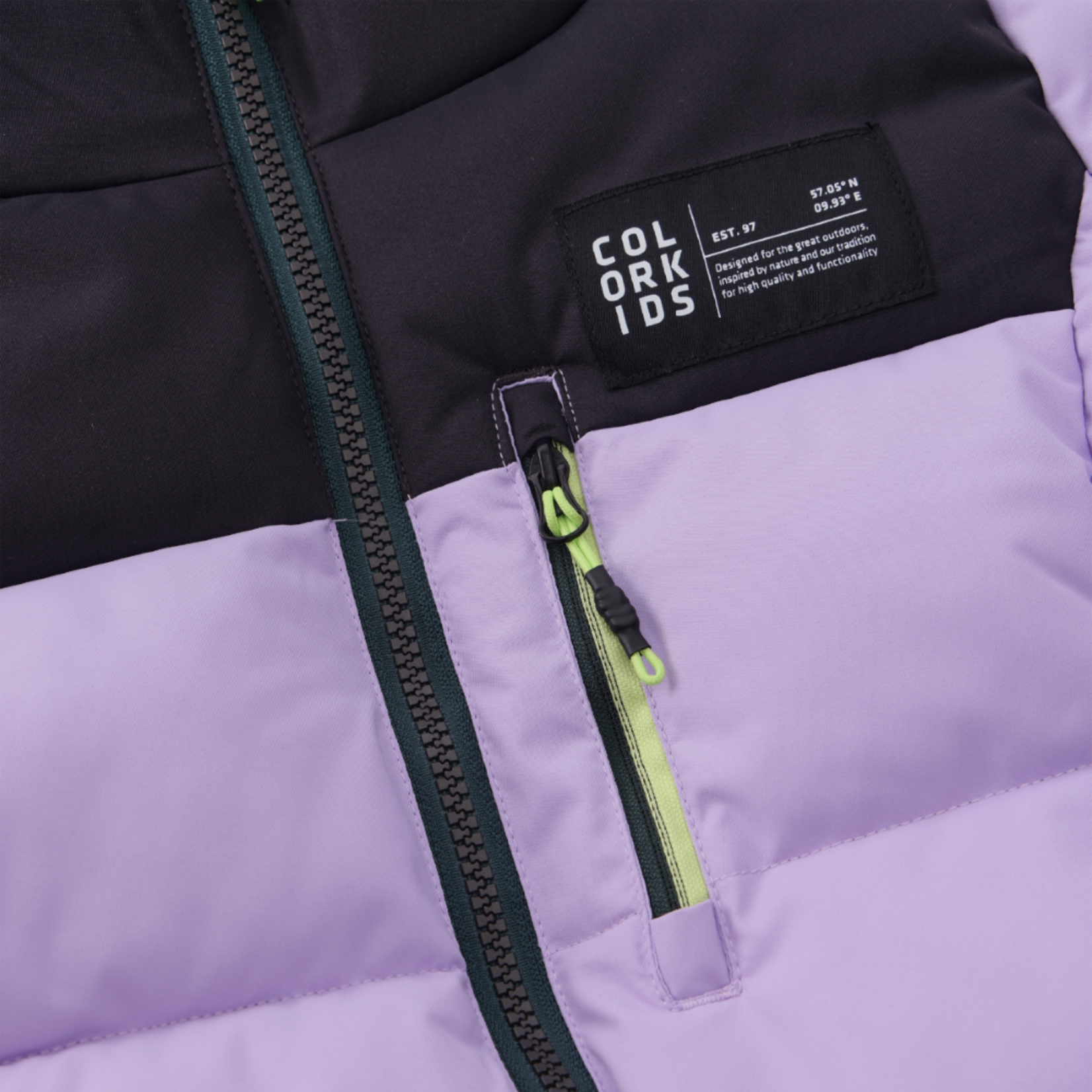 Color Kids COLOR KIDS - Manteau de ski matelassé noir et mauve
