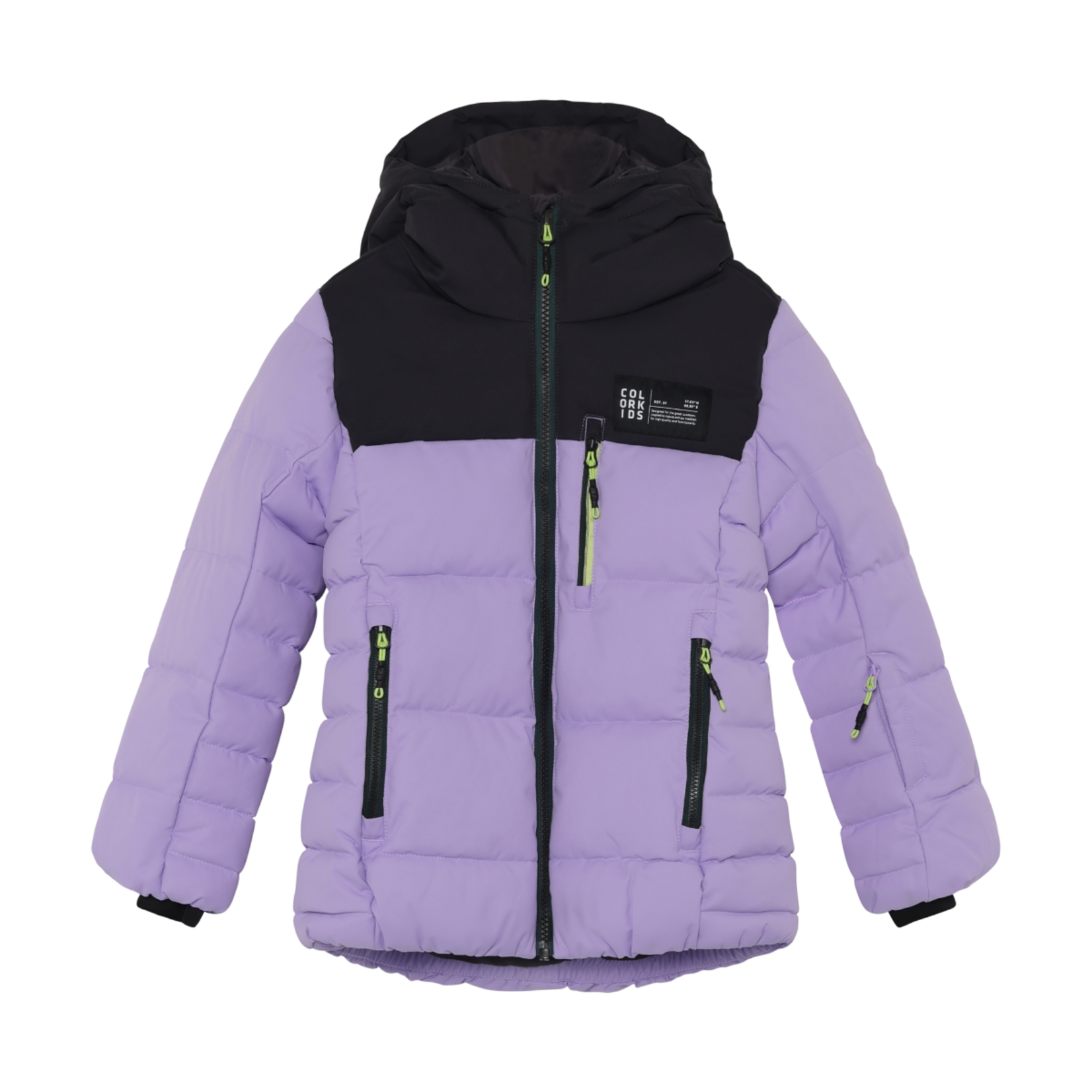 Color Kids COLOR KIDS - Black and purple quilted ski puffer jacket