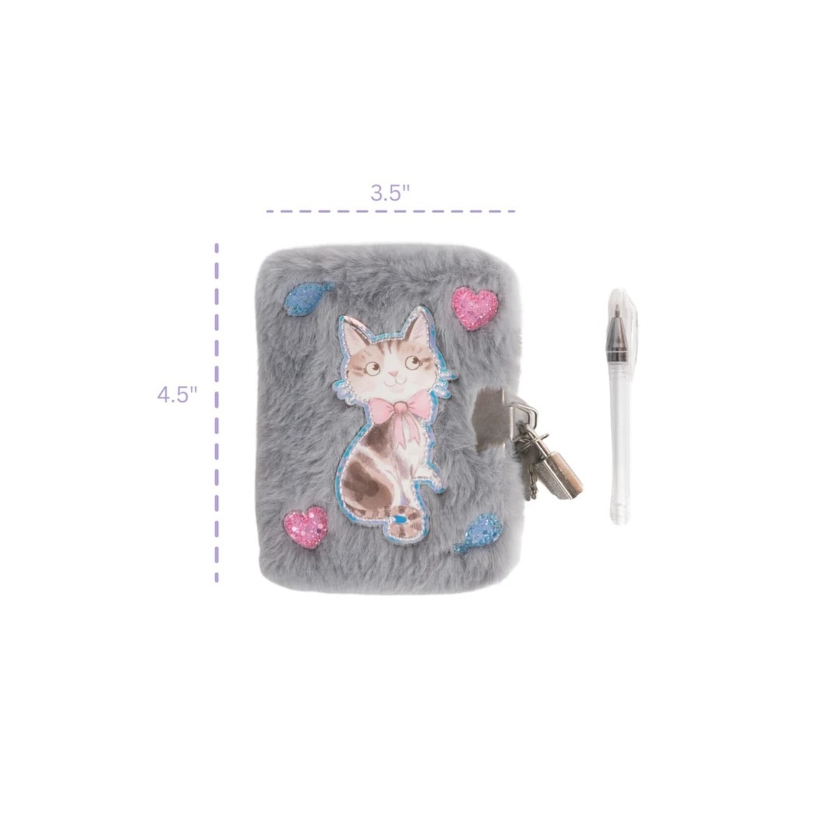 Great Pretenders GREAT PRETENDERS -  Mini Journal en Fourrure "Cuddle Cat" avec Serrure et Stylo - Gris