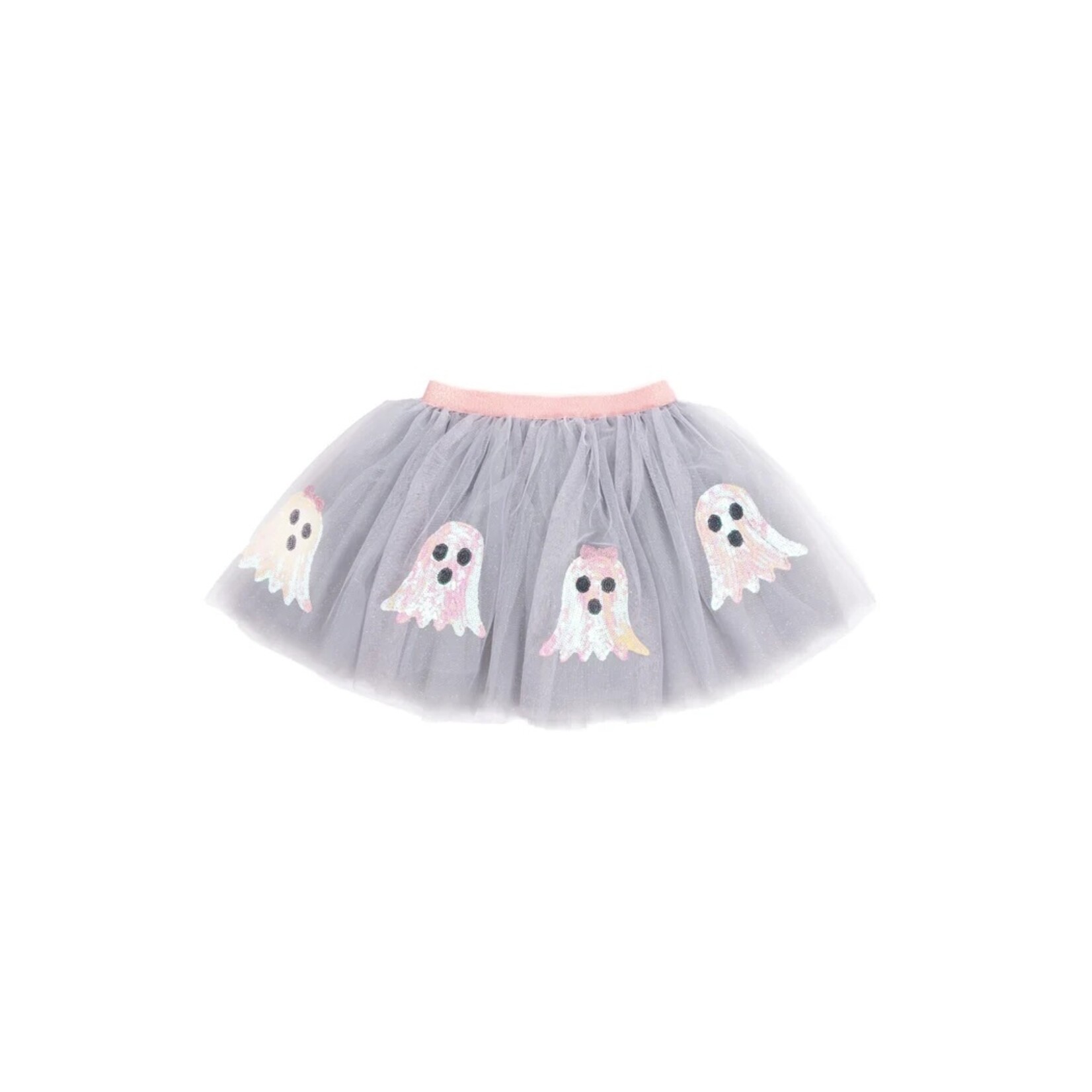 Great Pretenders GREAT PRETENDERS - 'Glam Ghost' grey tutu/skirt with glittery ghost patterns (ages 4-6)