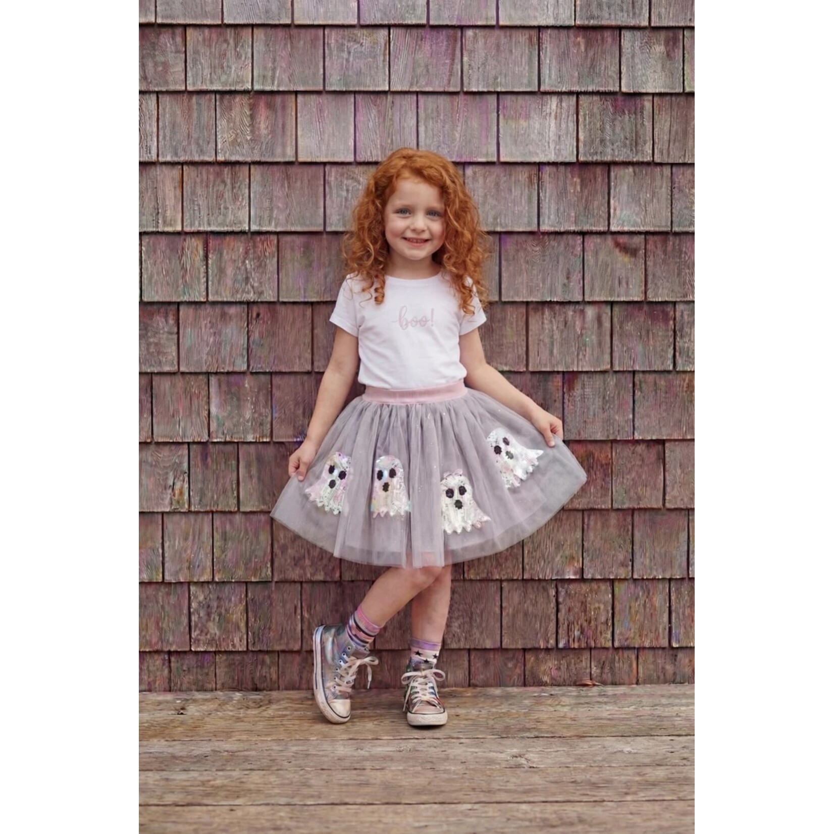 Great Pretenders GREAT PRETENDERS - Tutu/Jupe grise avec motifs pailletés de fantômes 'Glam Ghost' (4-6 ans)