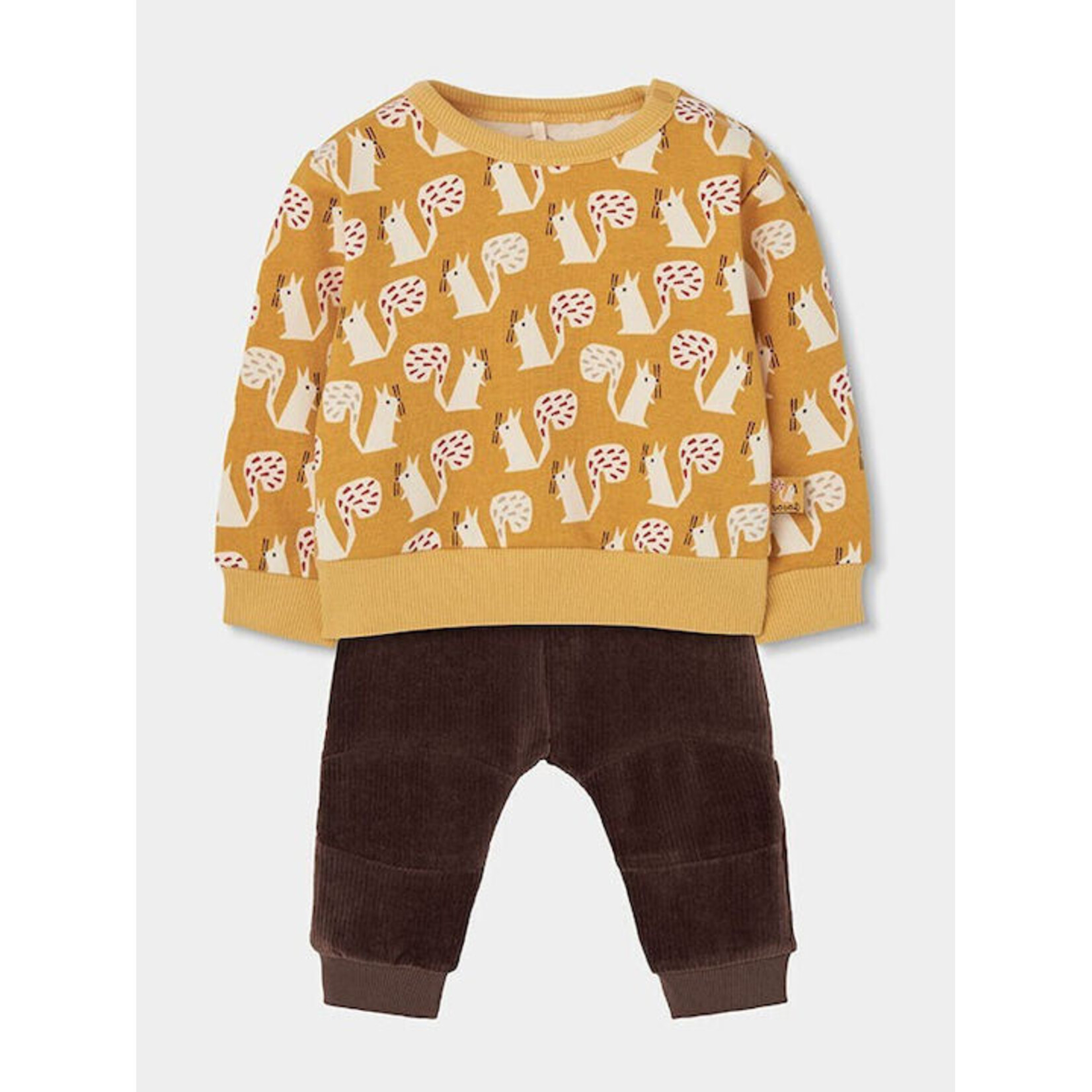 Boboli BOBOLI -  2-Piece Set – Long-sleeve top with squirrel print and soft corduroy pants.