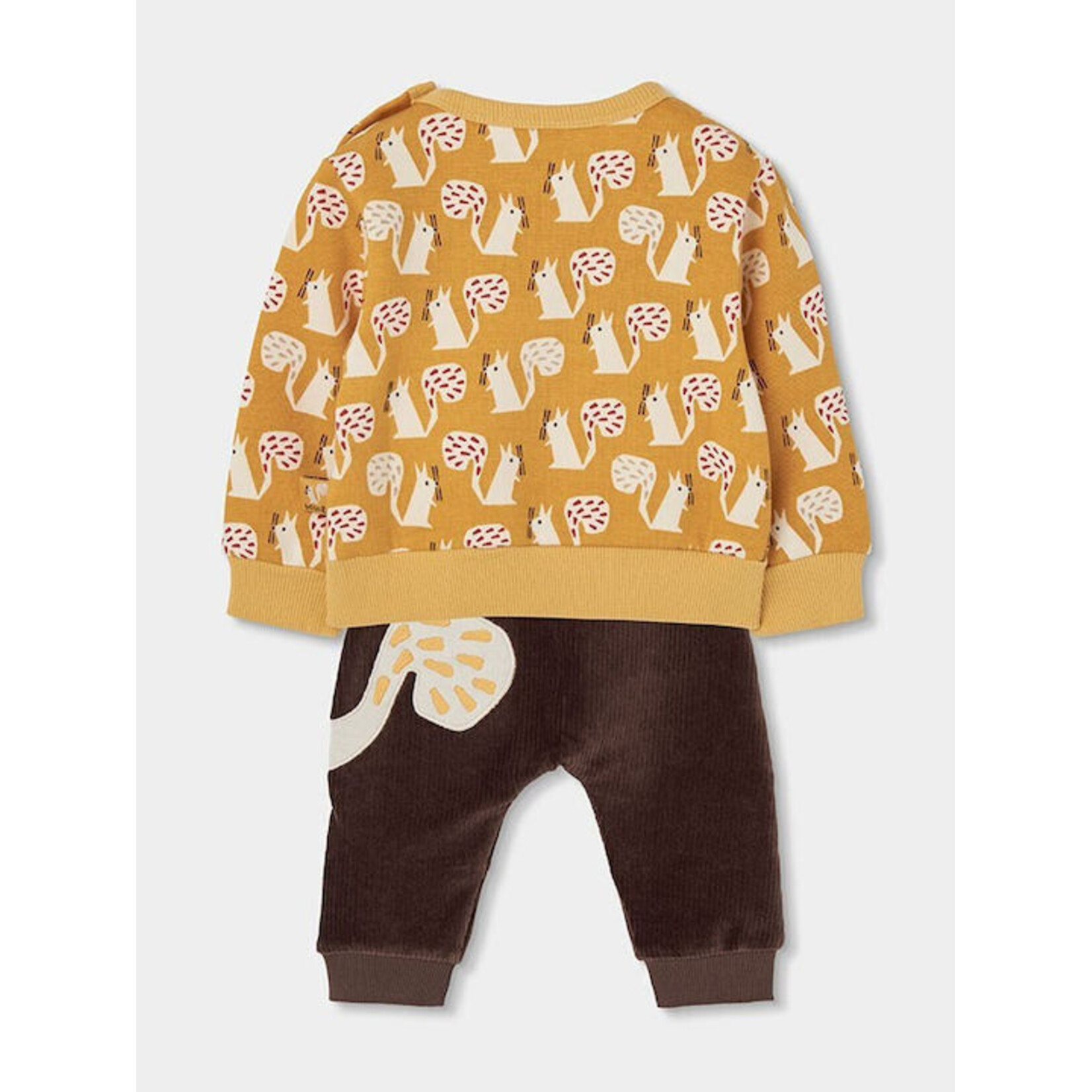 Boboli BOBOLI - Ensemble 2 pièces - Chandail manches longues avec imprimé écureuil et pantalon souple en velour cotelé